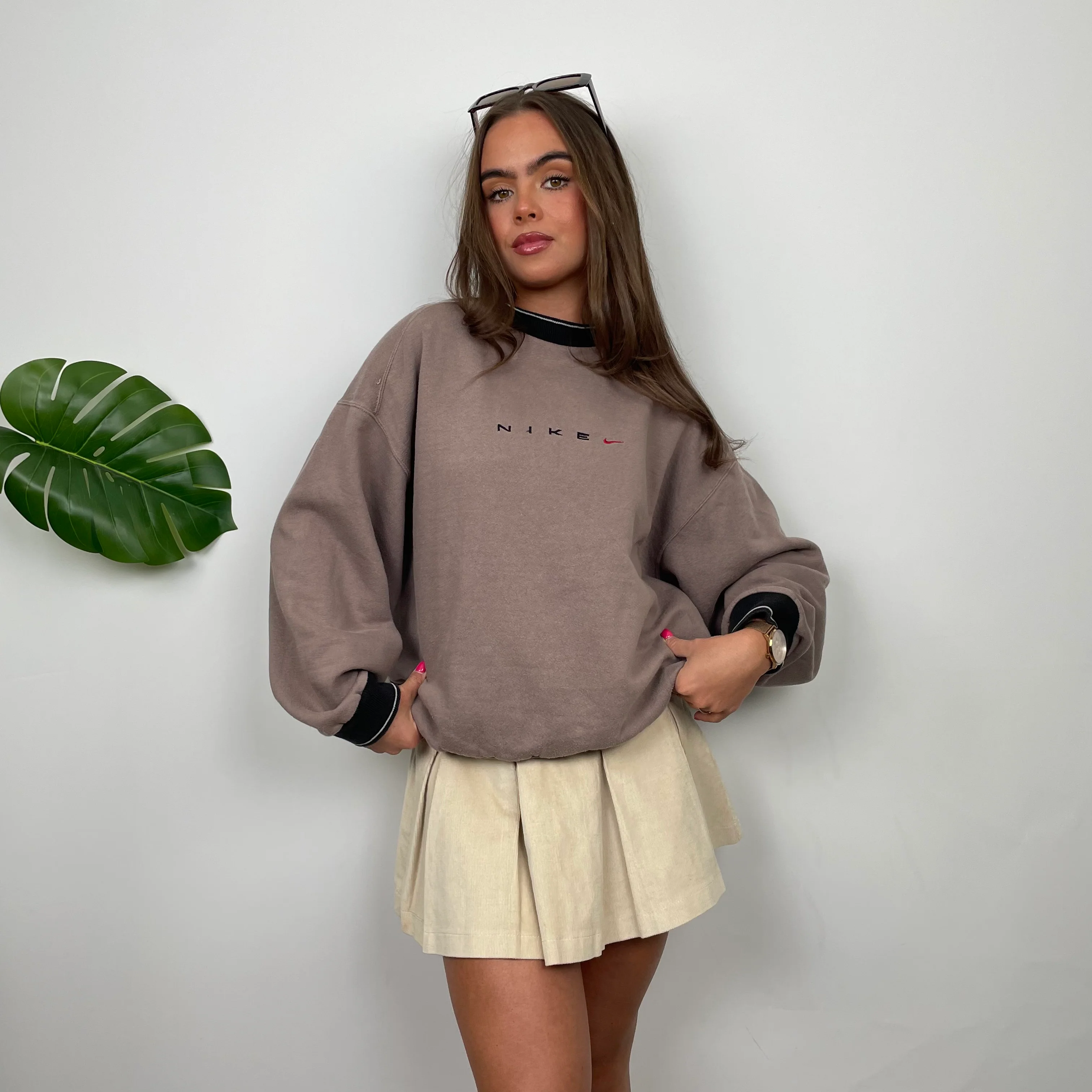 Nike Mocha Brown Embroidered Swoosh Sweatshirt (S) - Image 5