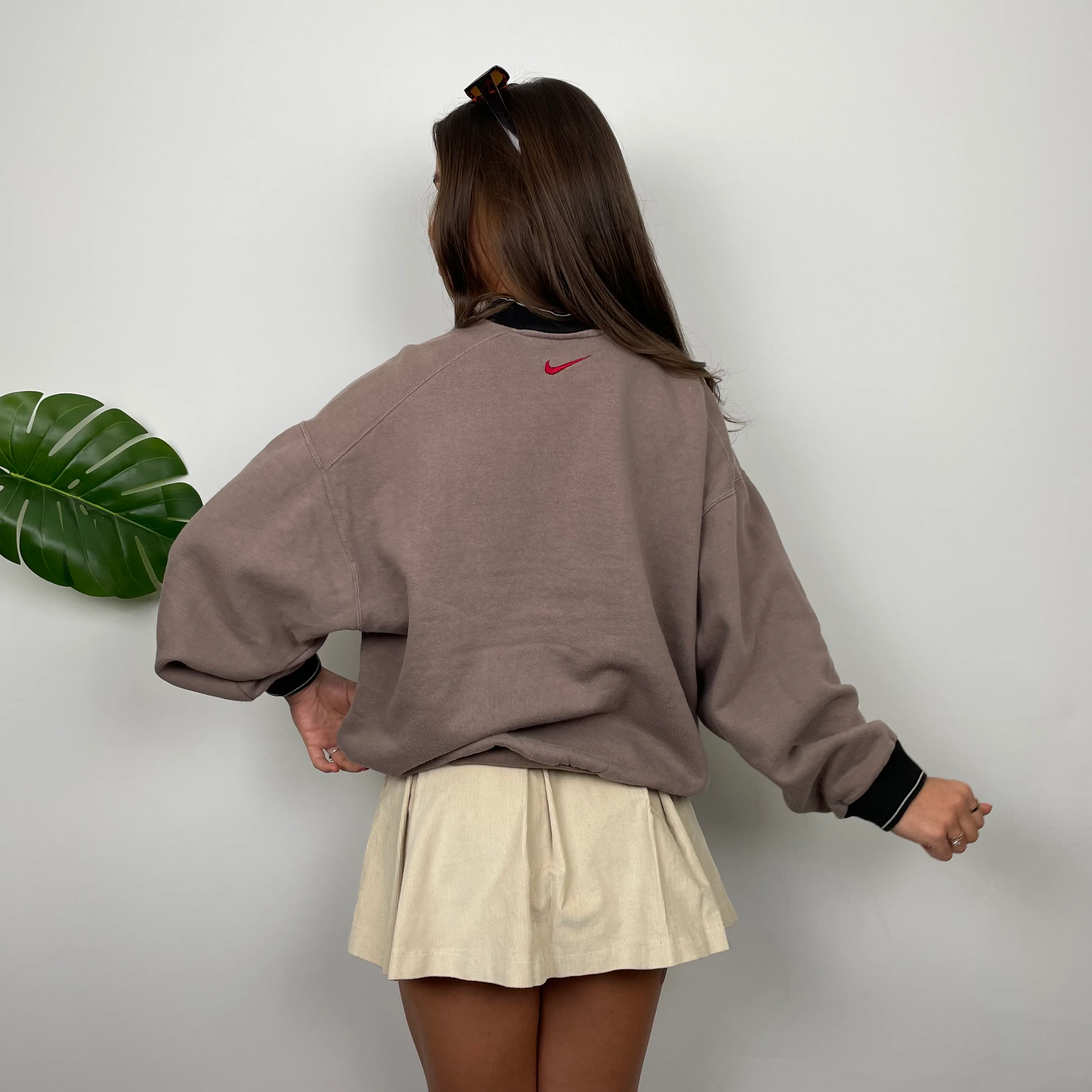 Nike Mocha Brown Embroidered Swoosh Sweatshirt (S) - Image 6
