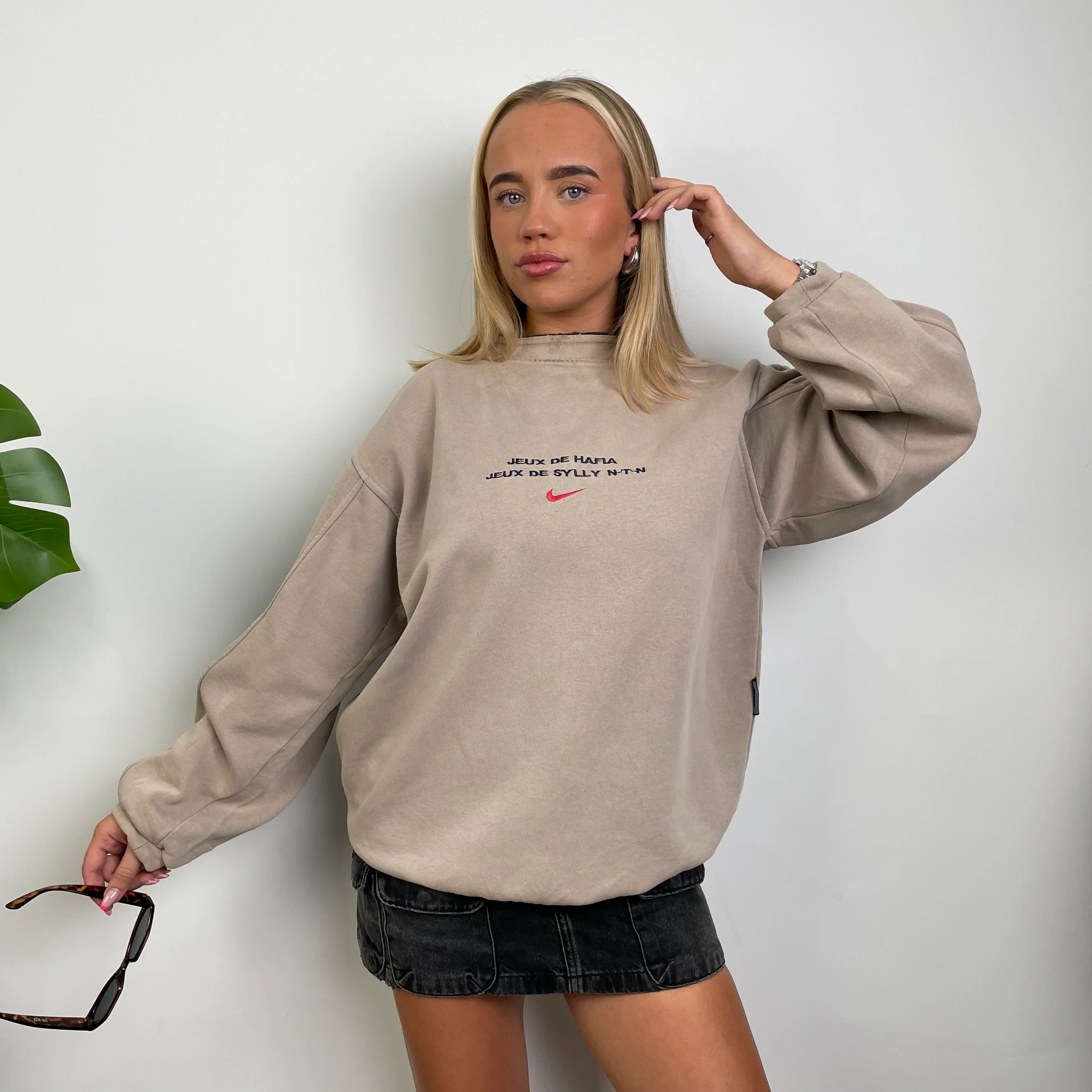 Nike Mocha Brown Embroidered Swoosh Sweatshirt (L) - Image 2