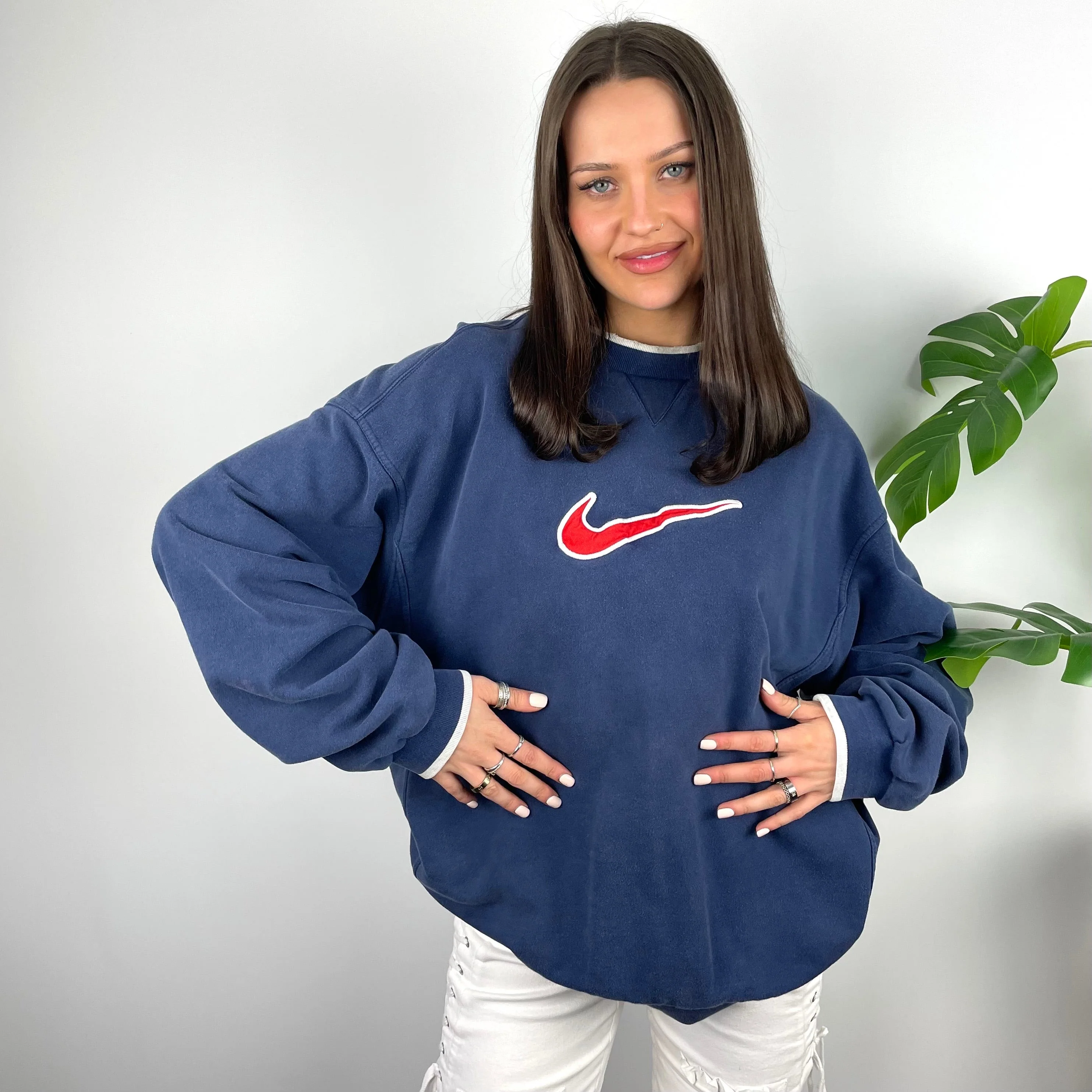 Nike Navy Embroidered Centre Swoosh Sweatshirt (M)