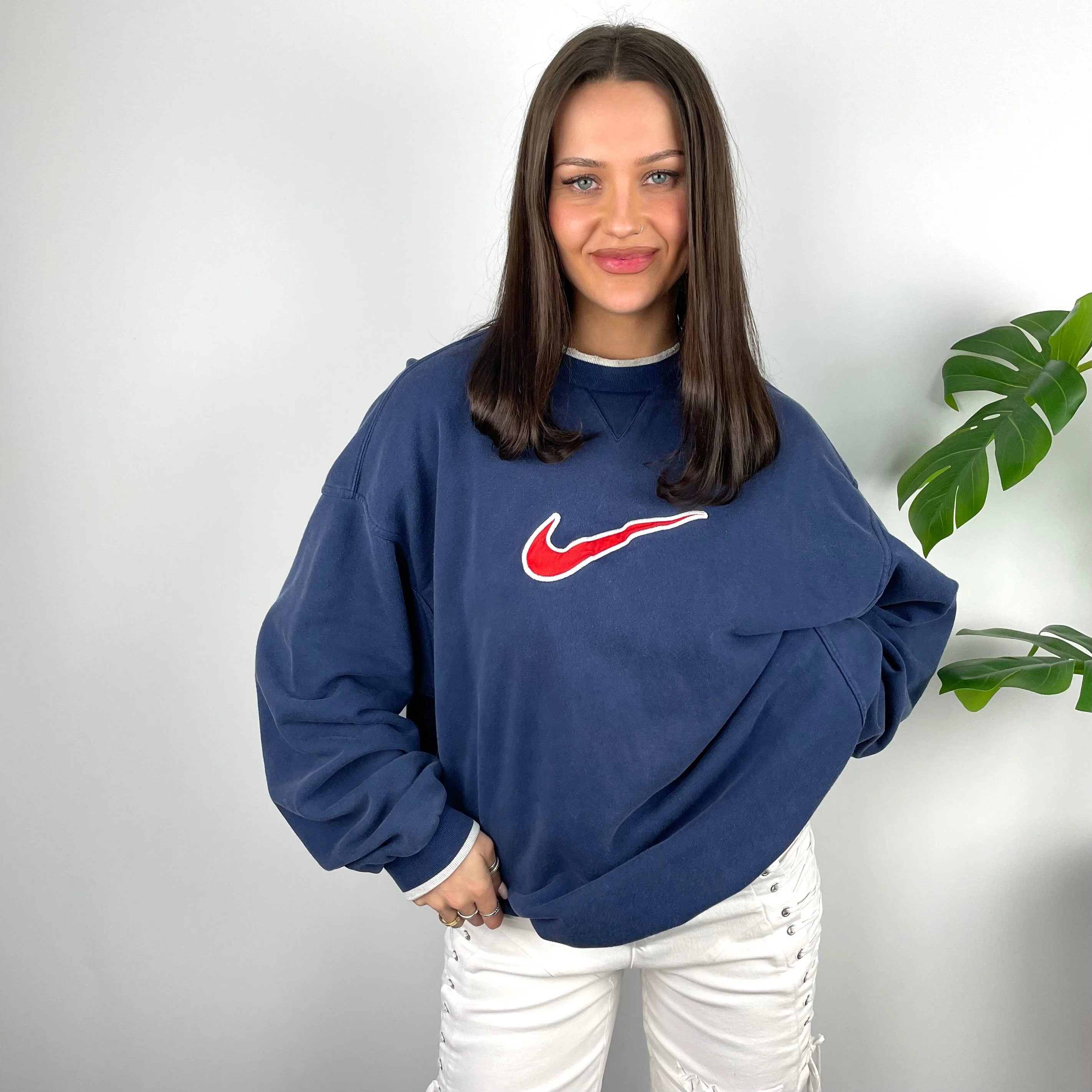 Nike Navy Embroidered Centre Swoosh Sweatshirt (M) - Image 3