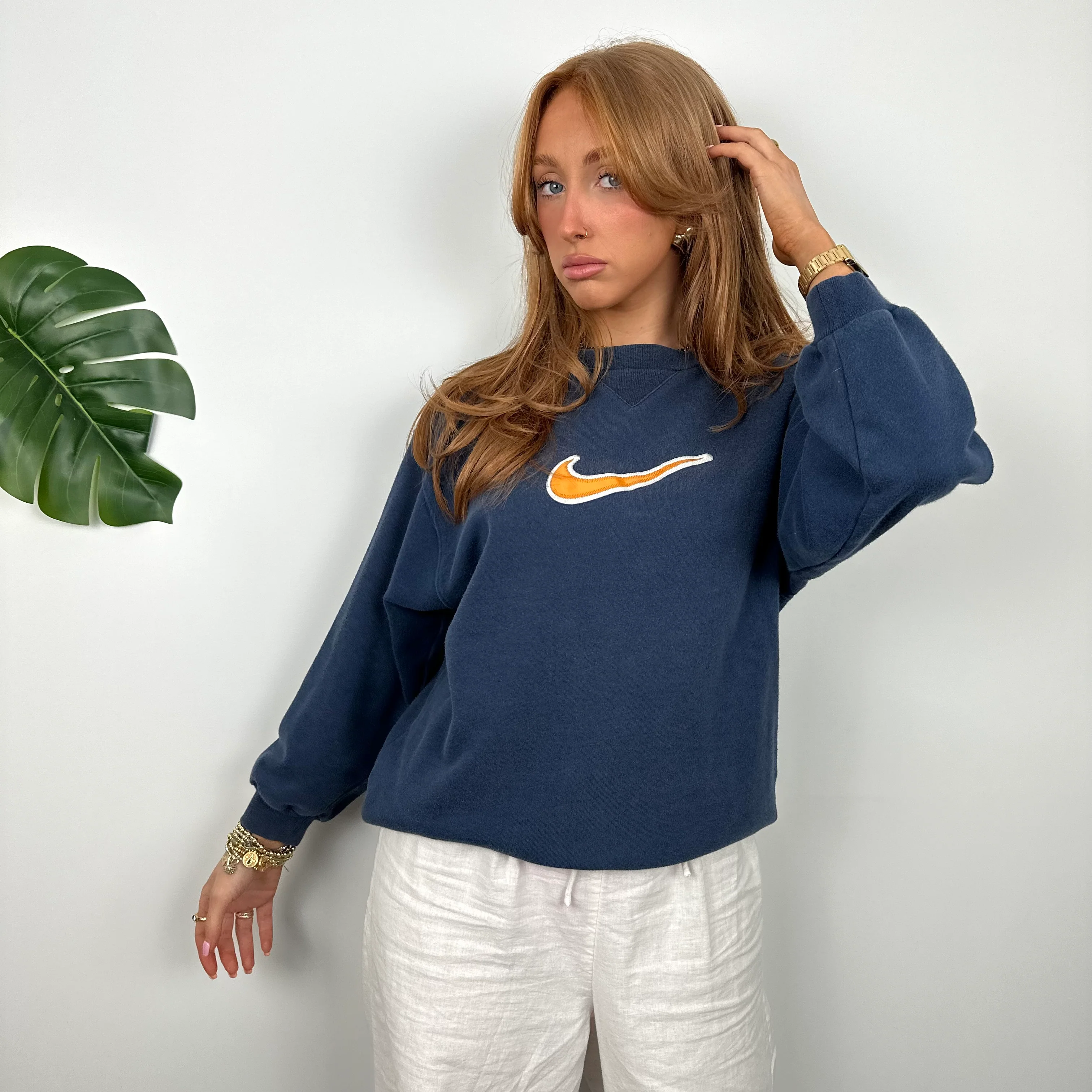 Nike Navy Embroidered Centre Swoosh Sweatshirt (S) - Image 2