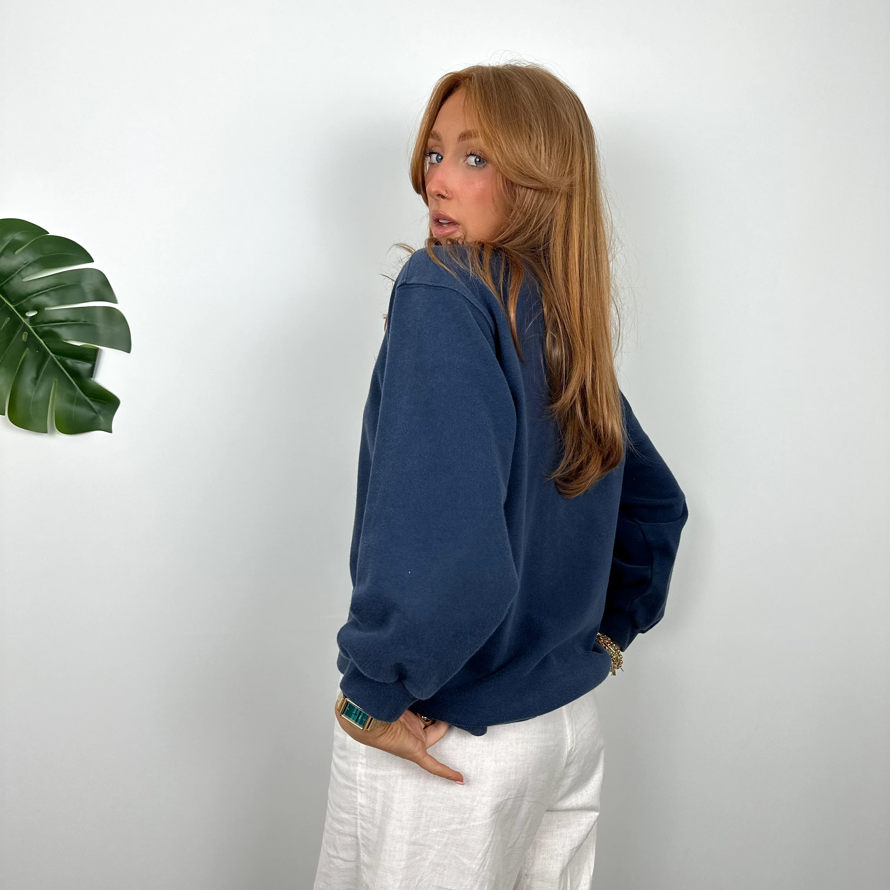 Nike Navy Embroidered Centre Swoosh Sweatshirt (S) - Image 5