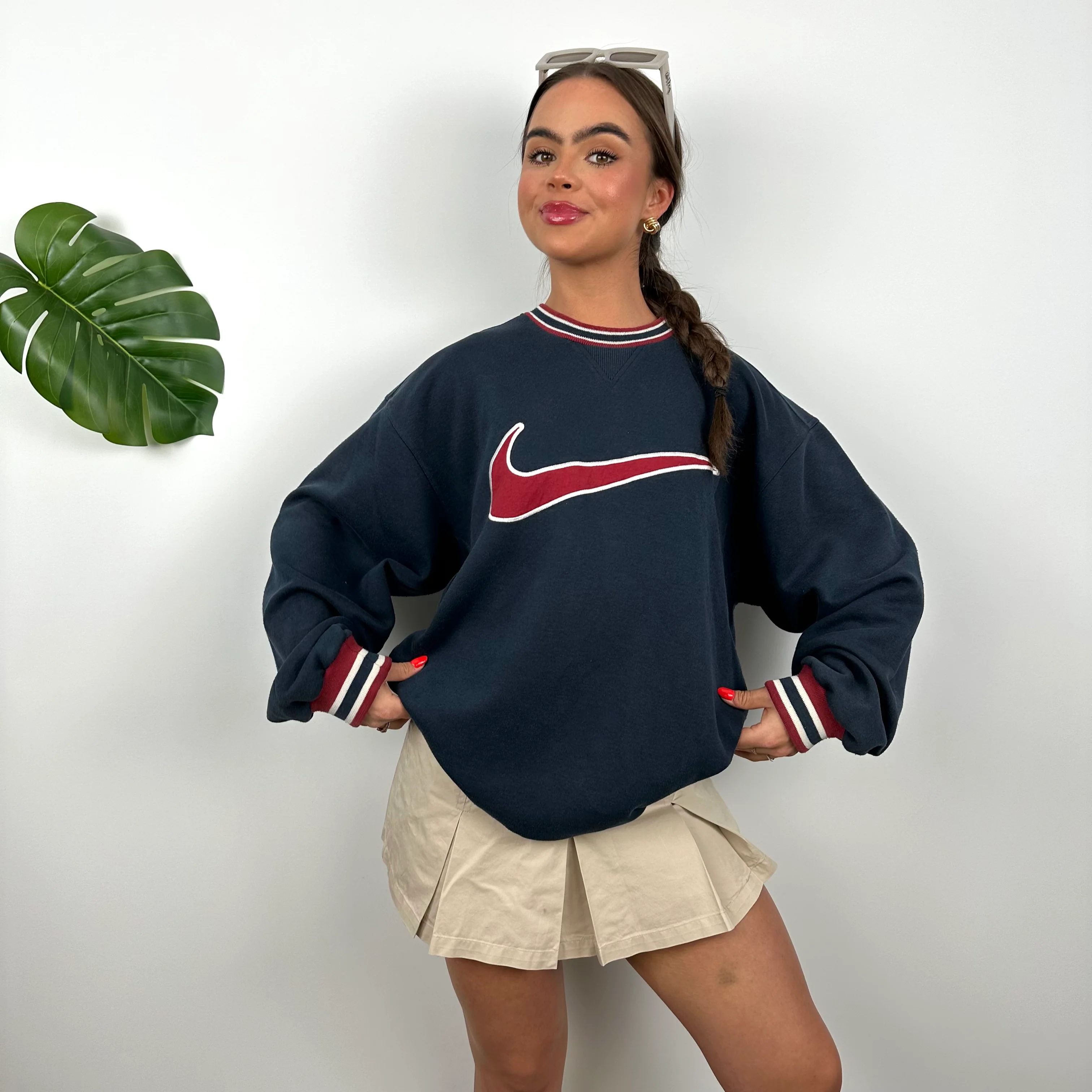 Nike Navy Embroidered Centre Swoosh Sweatshirt (M) - Image 5