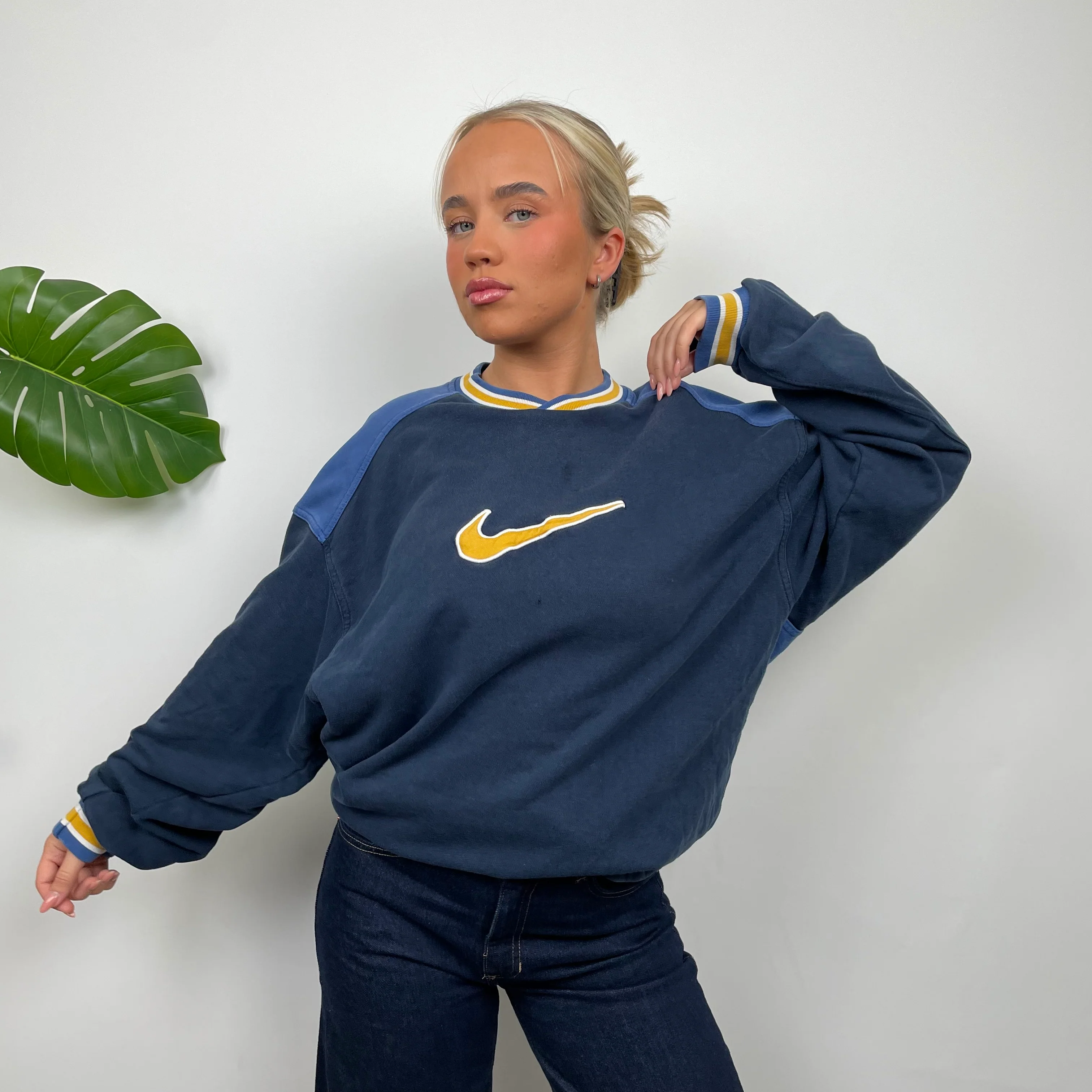 Nike Navy Embroidered Centre Swoosh Sweatshirt (L) - Image 2