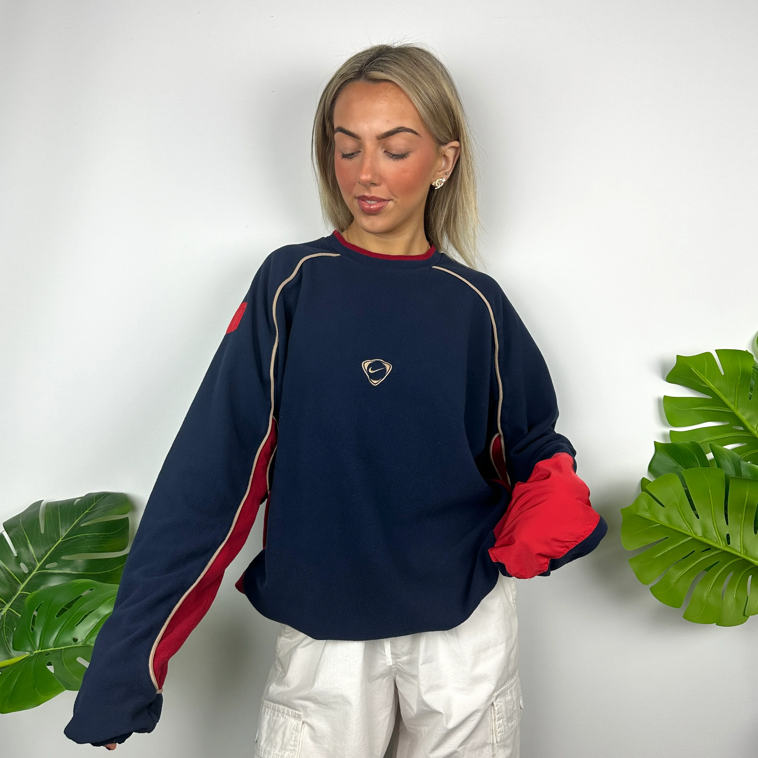 Nike Navy Embroidered Centre Swoosh Teddy Bear Fleece Sweatshirt (L) - Image 5
