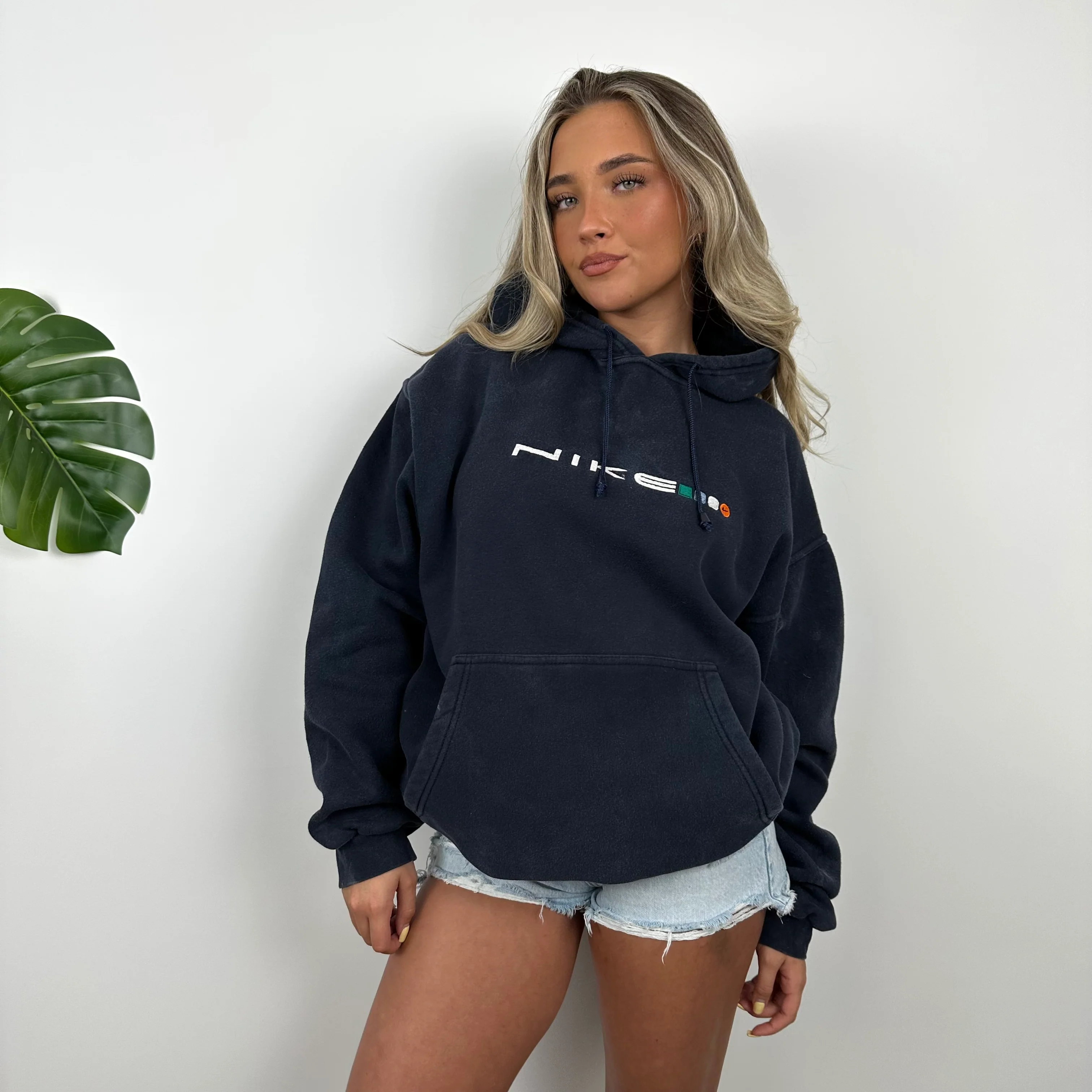 Nike Navy Embroidered Spell Out Hoodie (M) - Image 4