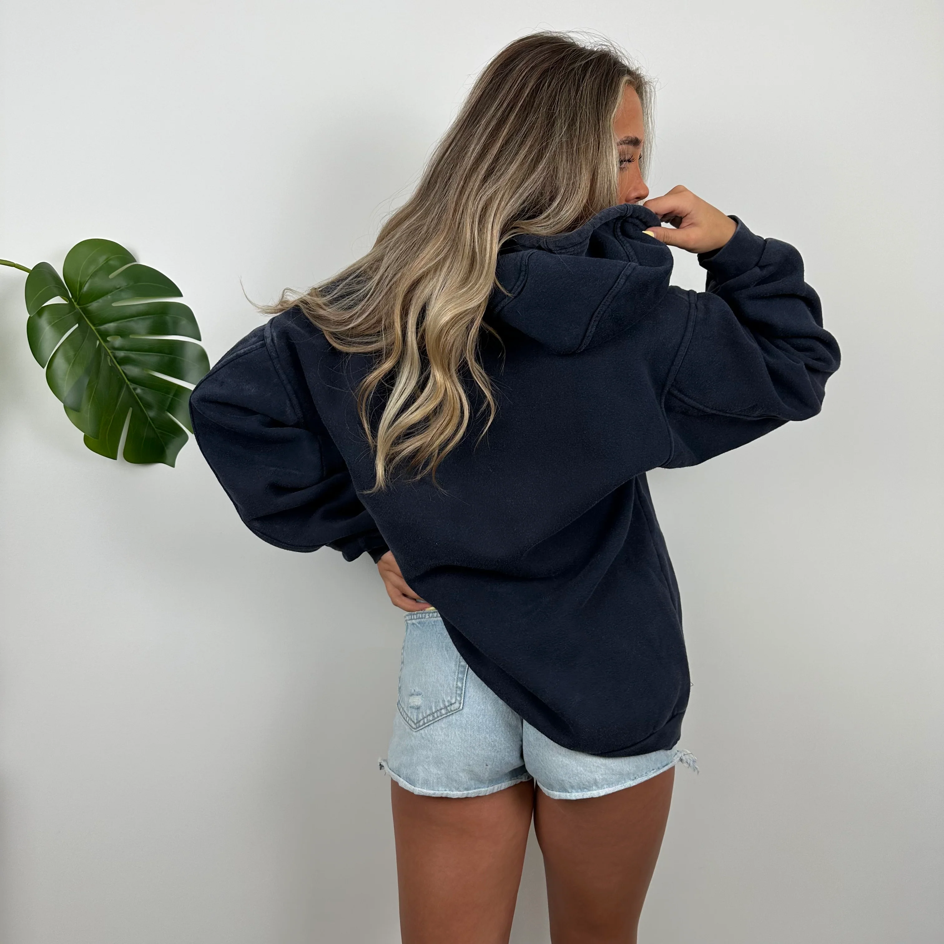 Nike Navy Embroidered Spell Out Hoodie (M) - Image 7