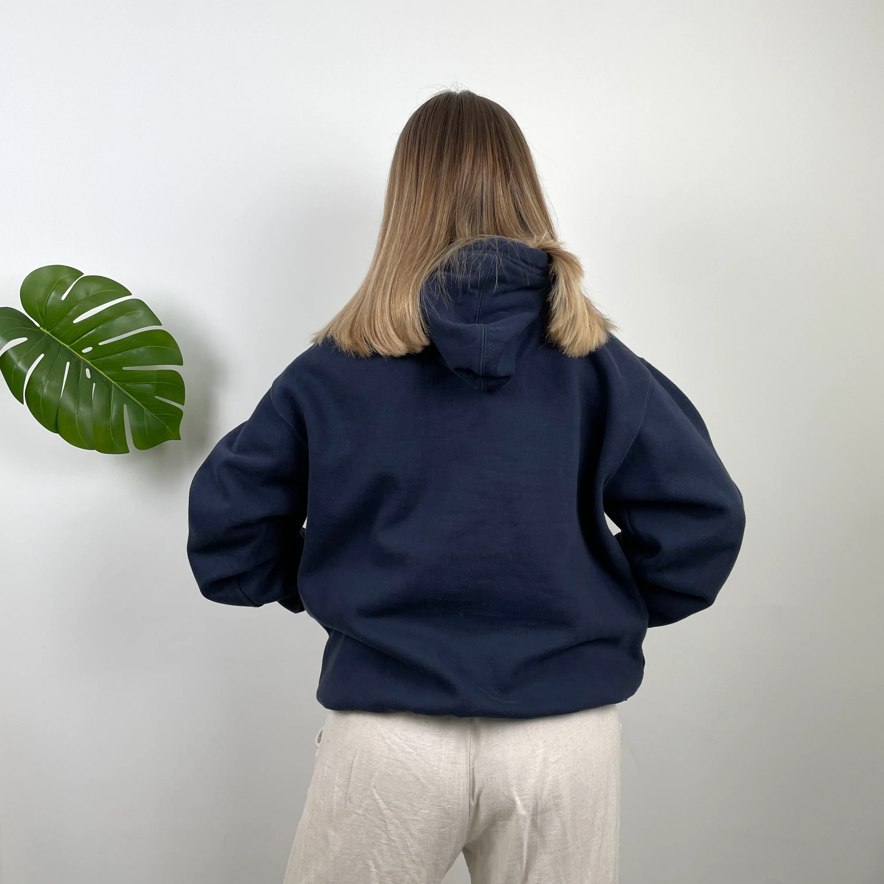 Nike Navy Embroidered Spell Out Hoodie (M) - Image 5