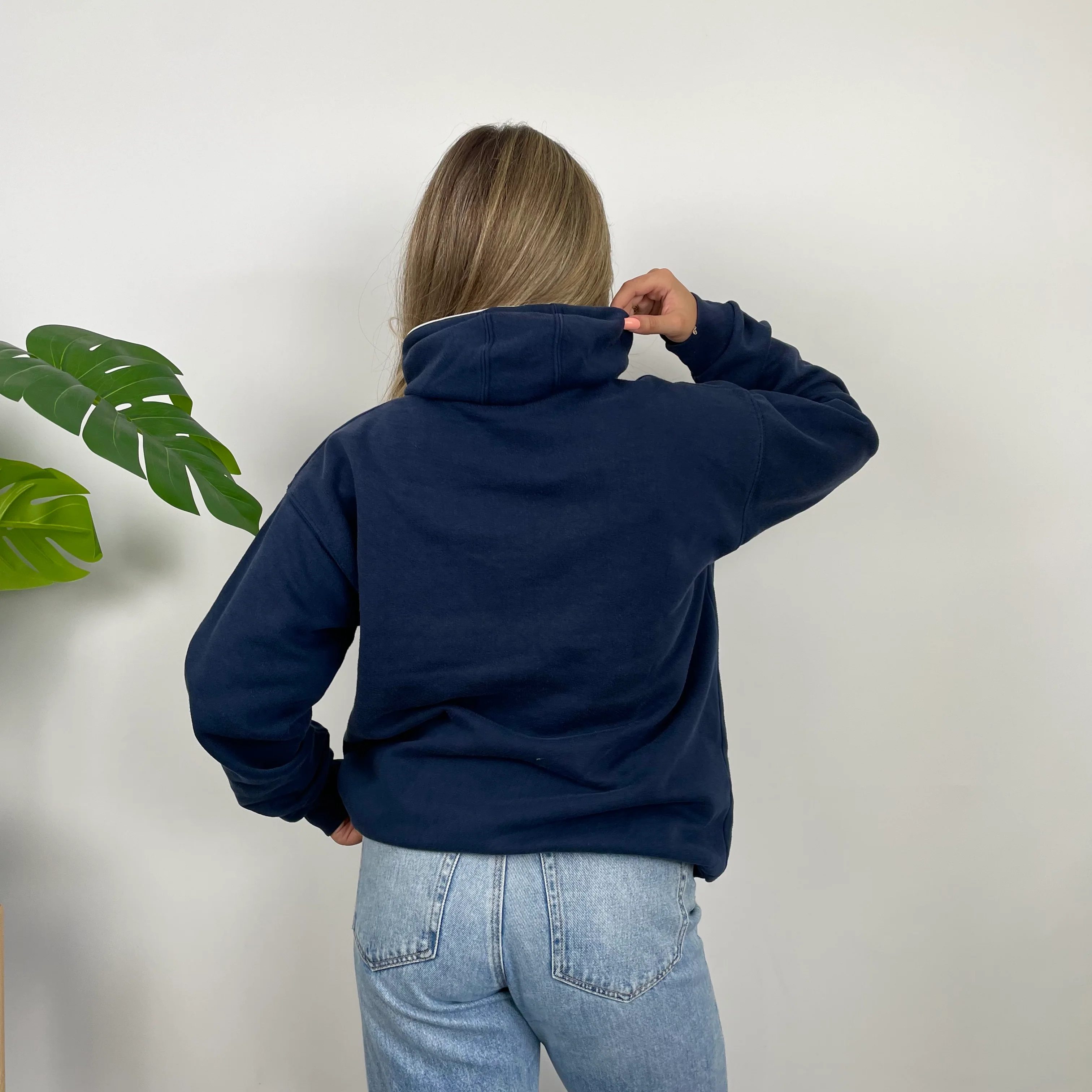 Nike Navy Embroidered Spell Out Hoodie (M) - Image 6