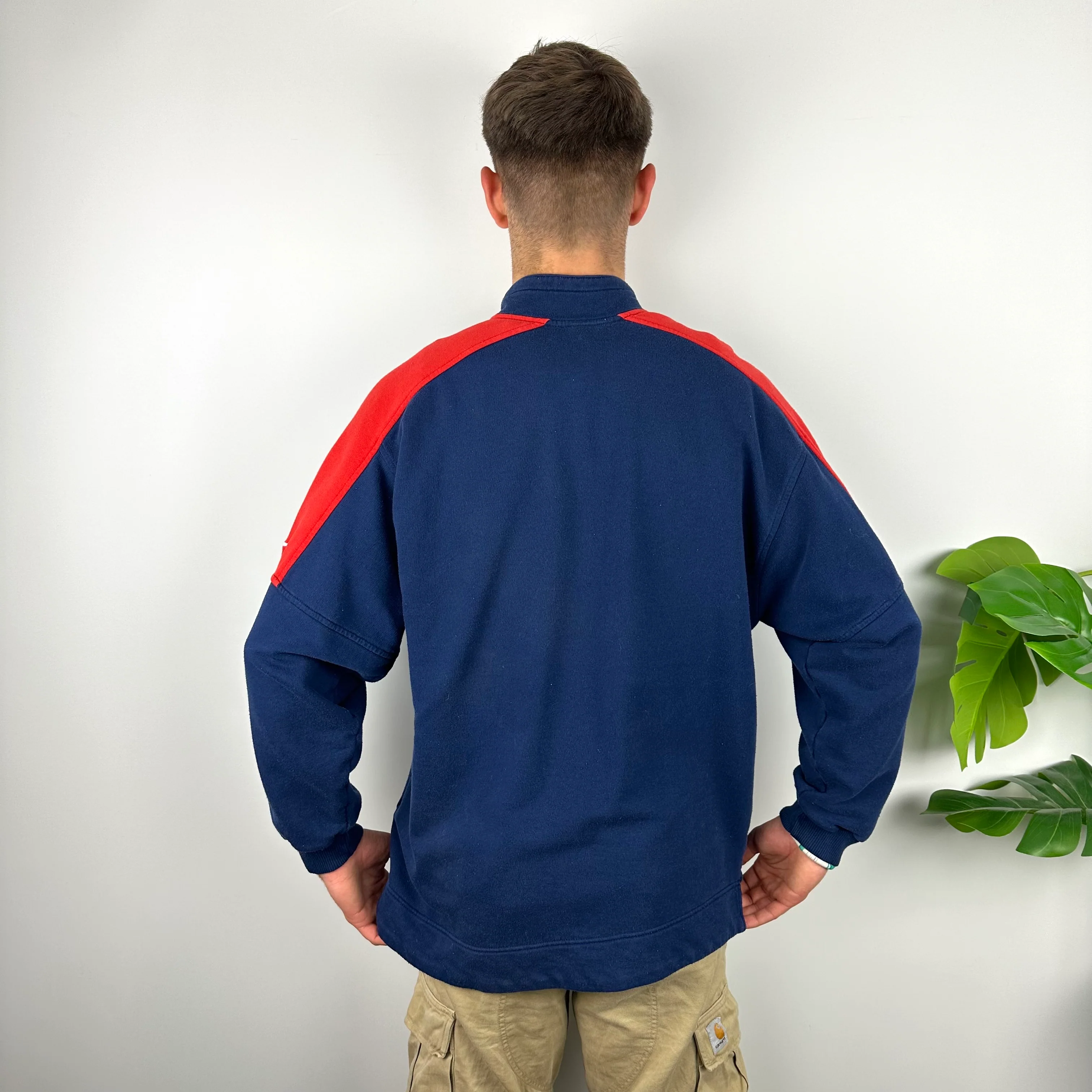 Nike Navy Embroidered Spell Out Quarter Zip Sweatshirt (XL) - Image 3