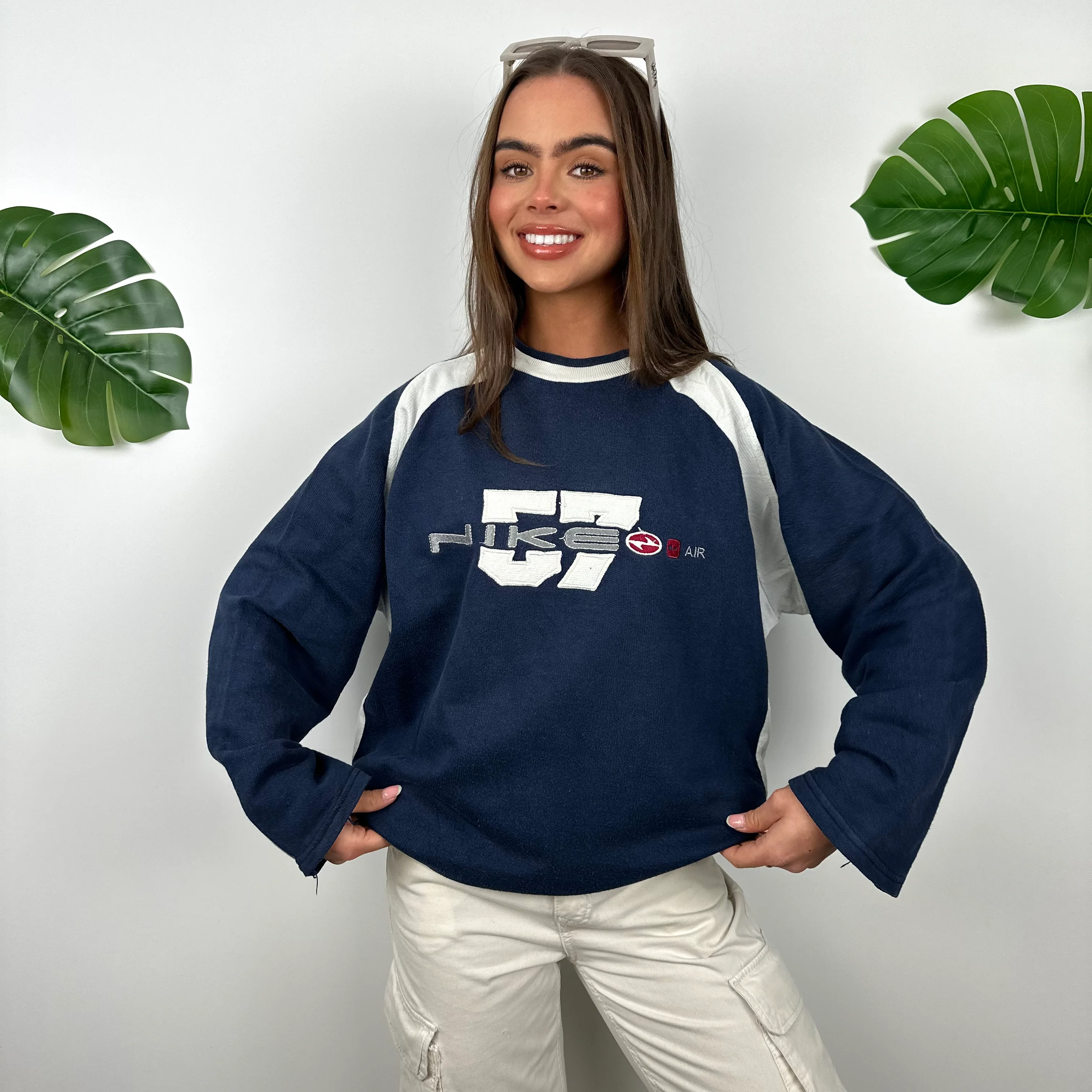 Nike Navy Embroidered Spell Out Sweatshirt (M) - Image 2