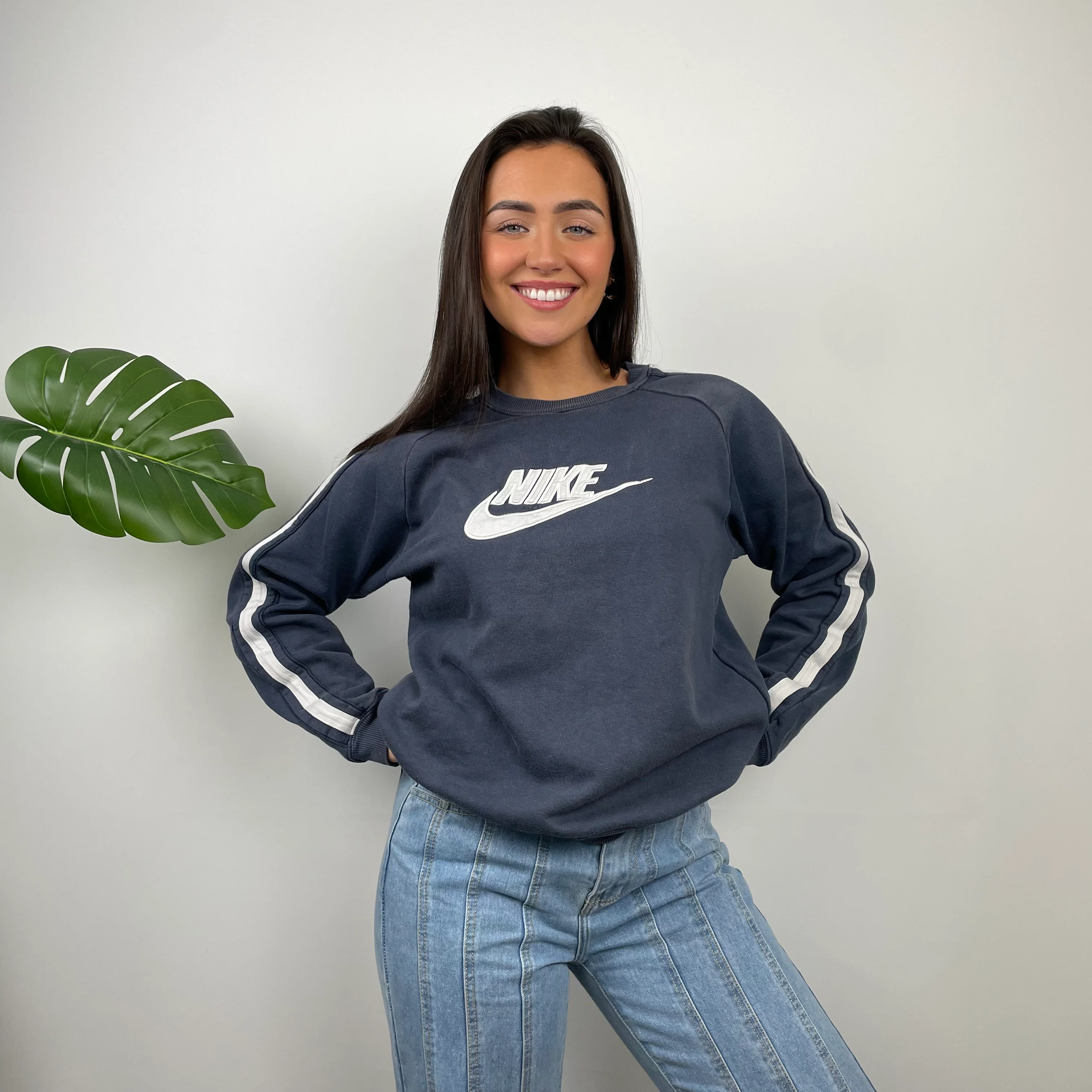 Nike Navy Embroidered Spell Out Sweatshirt (S)