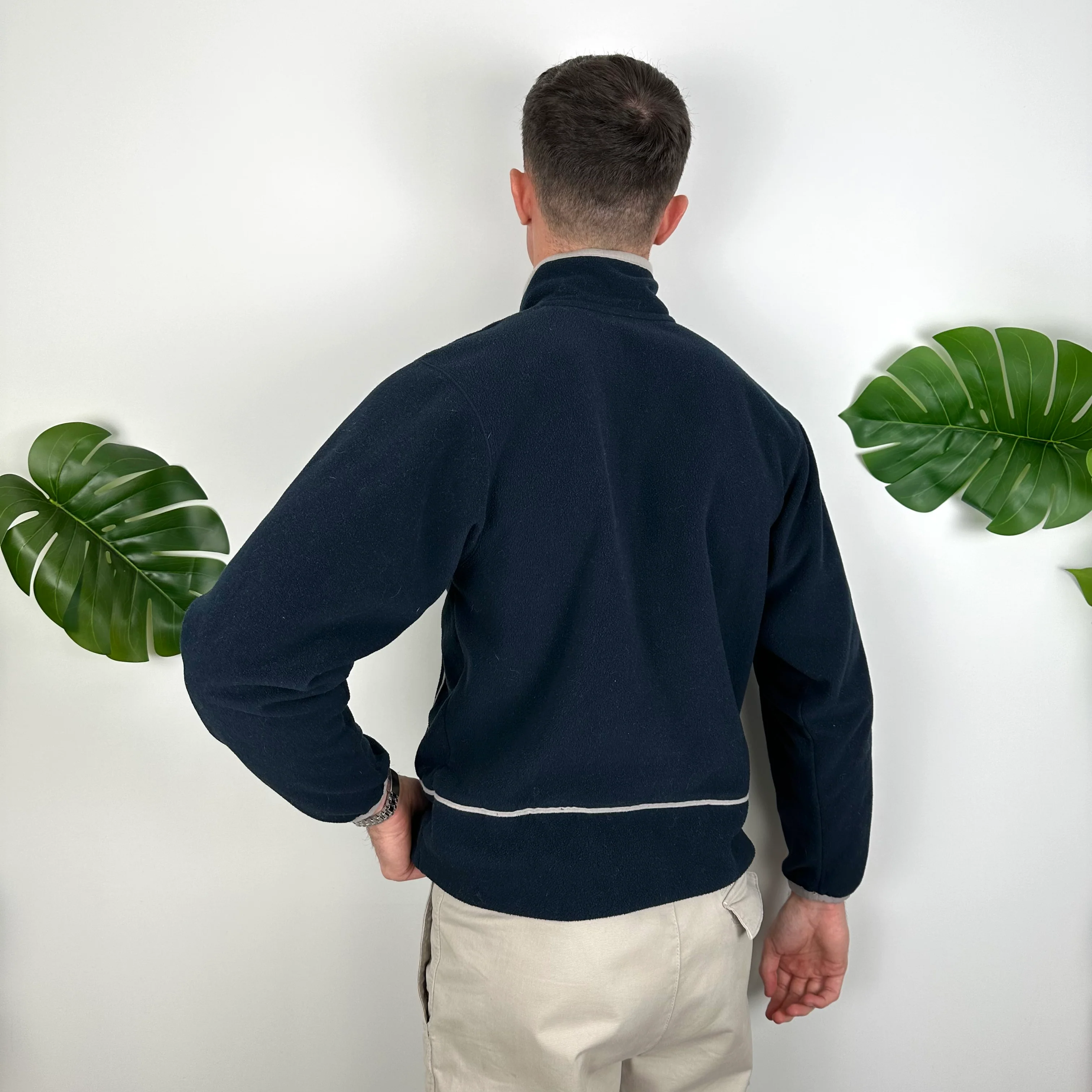 Nike Navy Embroidered Spell Out Teddy Bear Fleece Quarter Zip (S) - Image 5