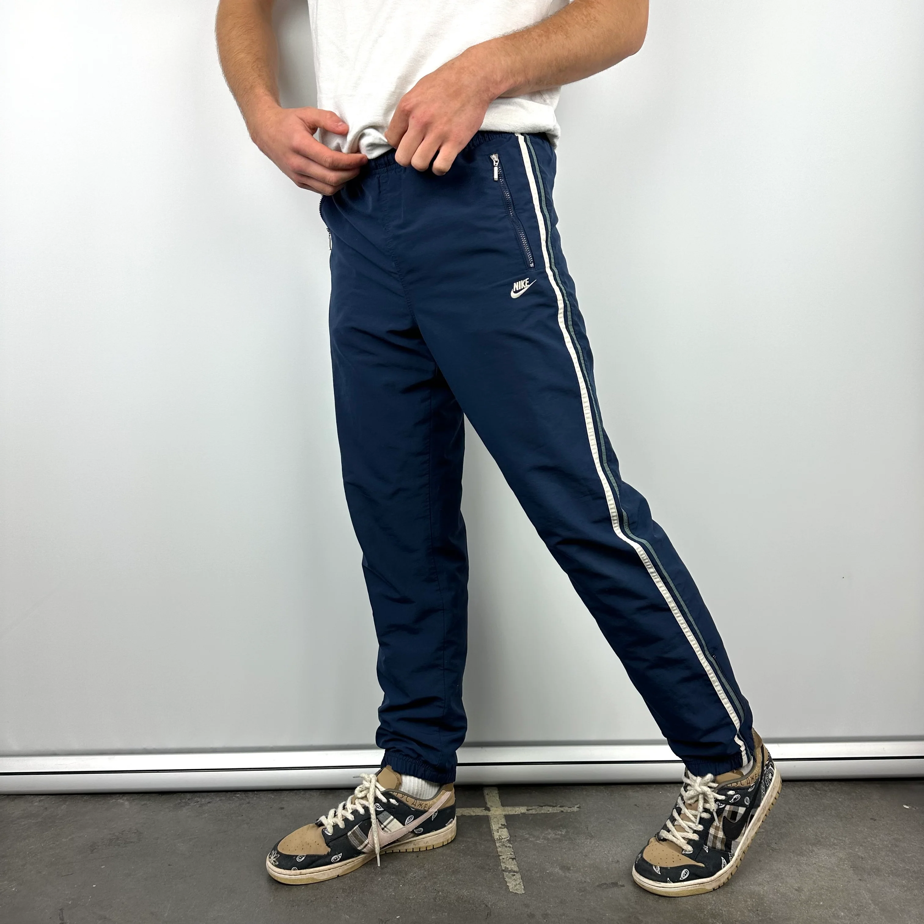 Nike Navy Embroidered Spell Out Track Pants (M)