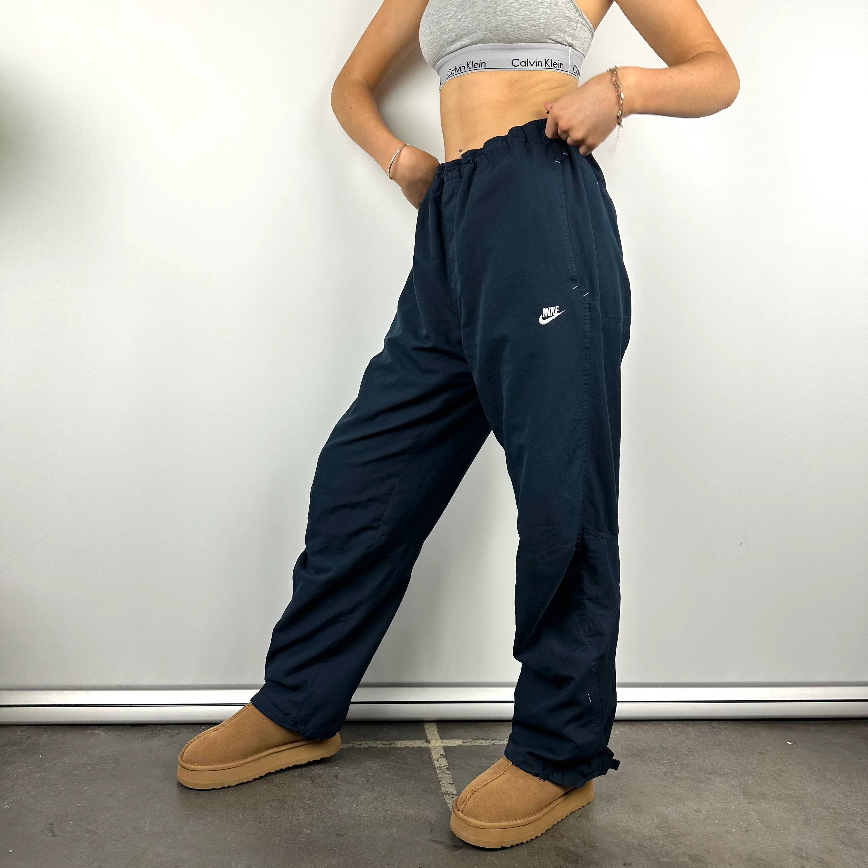 Nike Navy Embroidered Spell Out Track Pants (L)