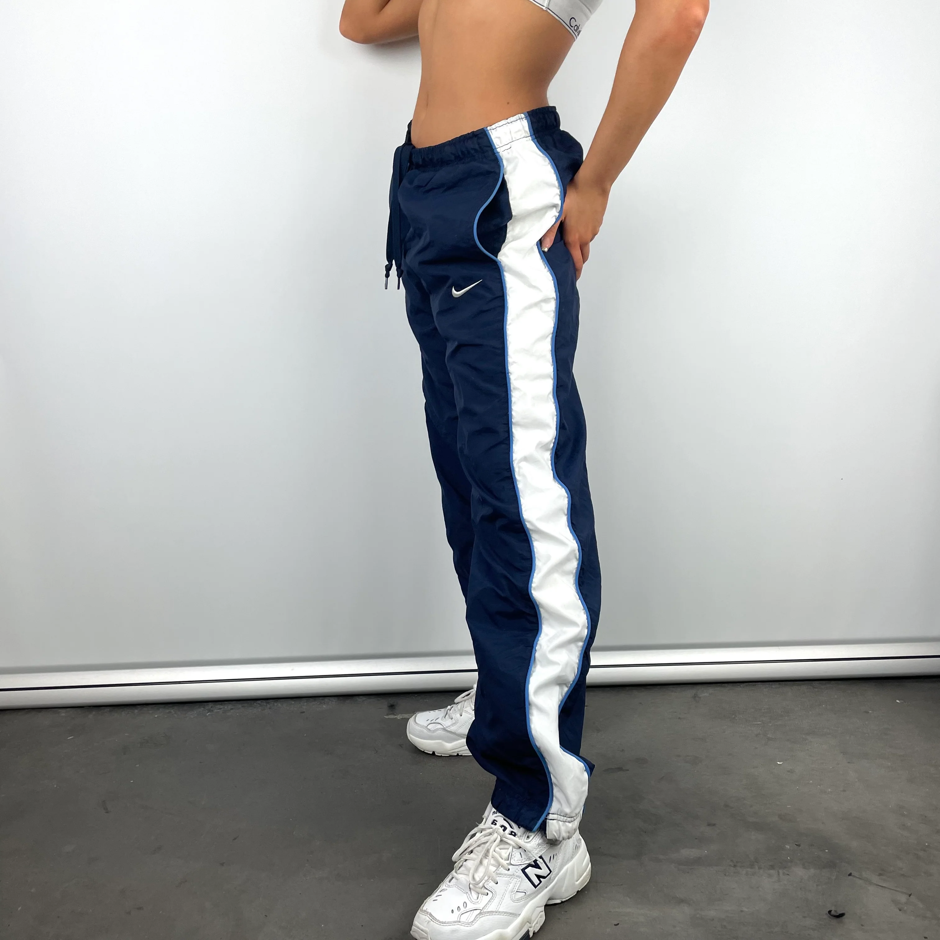 Nike Navy Embroidered Swoosh Track Pants (M) - Image 9