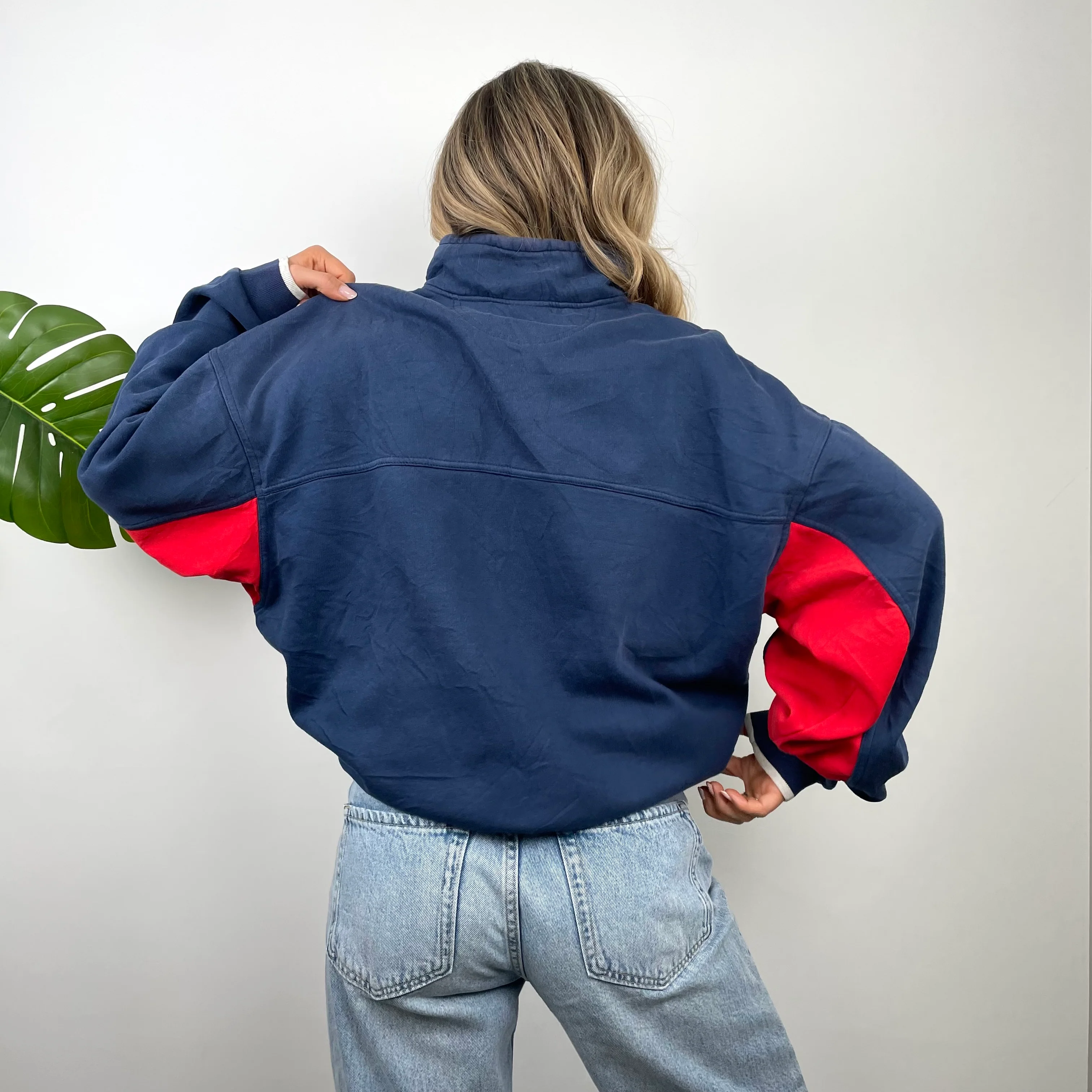 Nike Navy Embroidered Swoosh Quarter Zip Sweatshirt (L) - Image 5