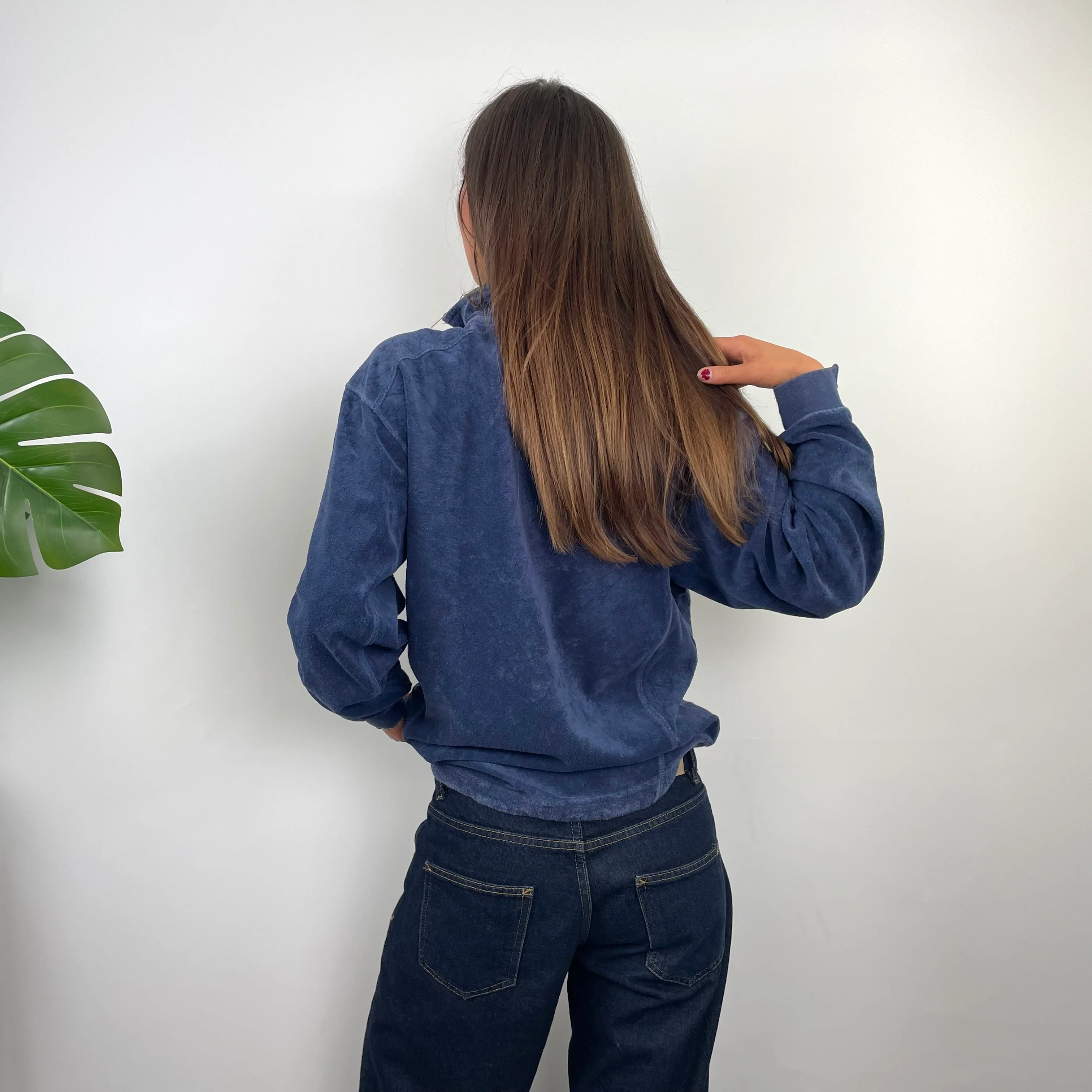 Nike Navy Embroidered Swoosh Quarter Zip Sweatshirt (S) - Image 6