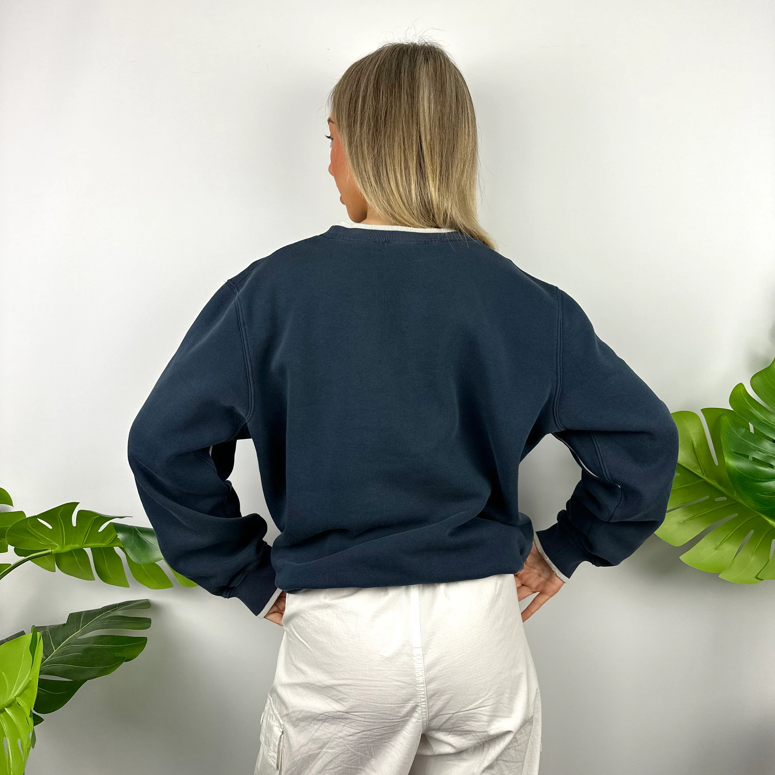 Nike Navy Embroidered Swoosh Sweatshirt (M) - Image 4