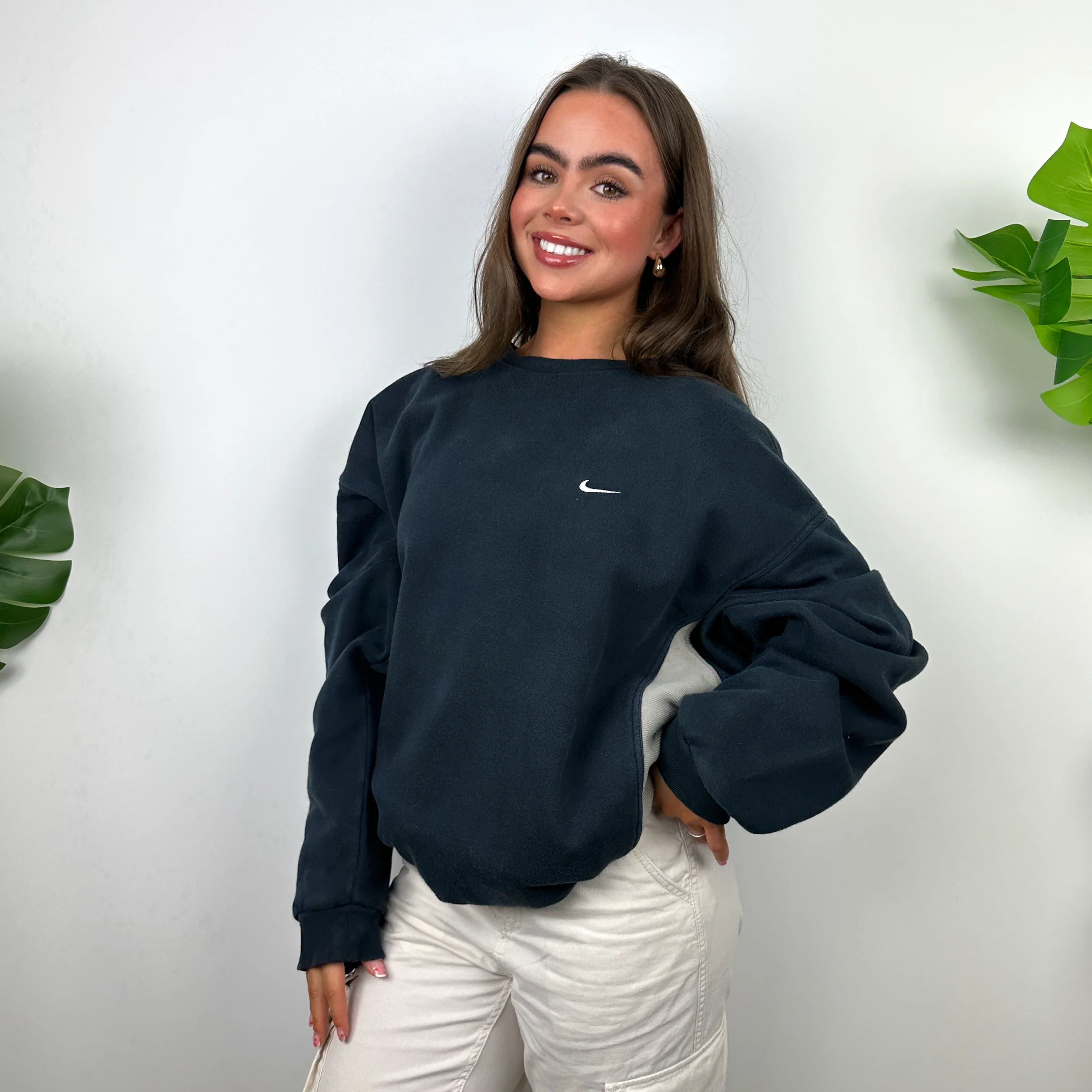 Nike Navy Embroidered Swoosh Sweatshirt (XL) - Image 7