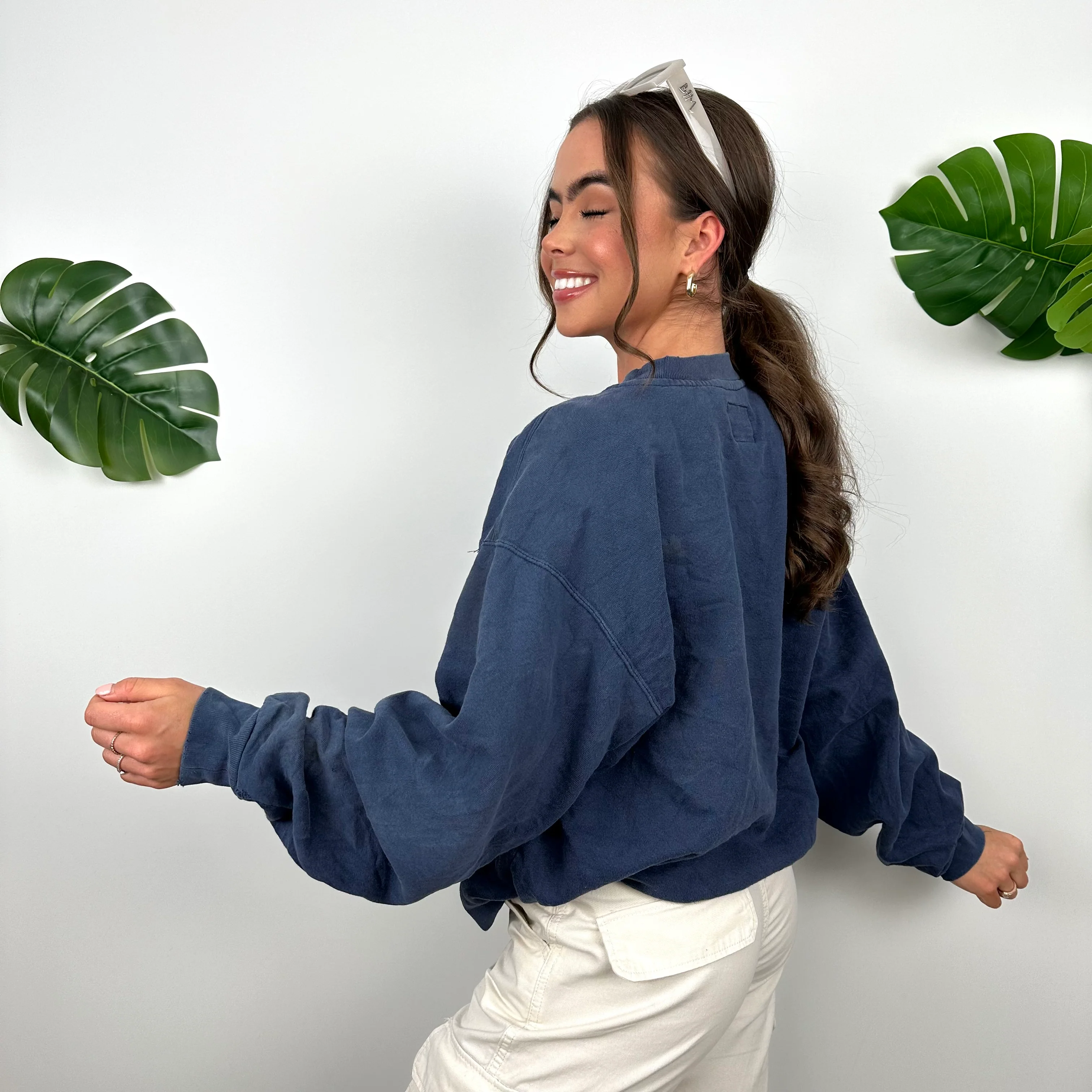 Nike Navy Embroidered Swoosh Sweatshirt (M) - Image 6
