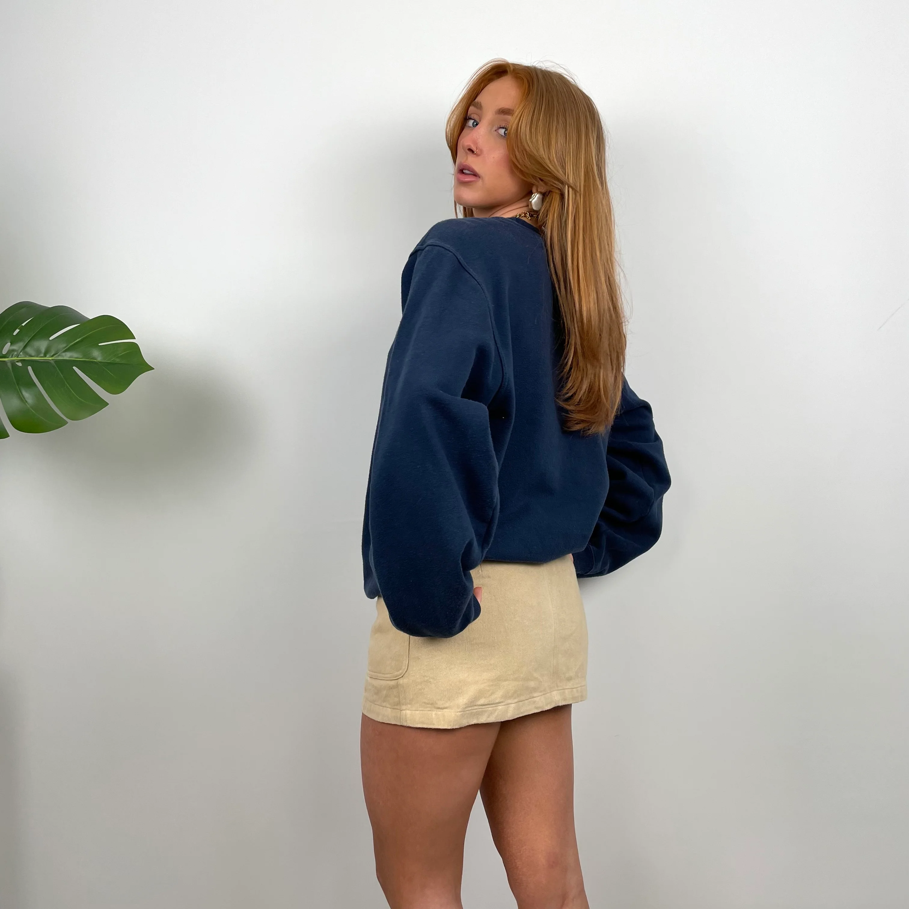 Nike Navy Embroidered Swoosh Sweatshirt (S) - Image 5