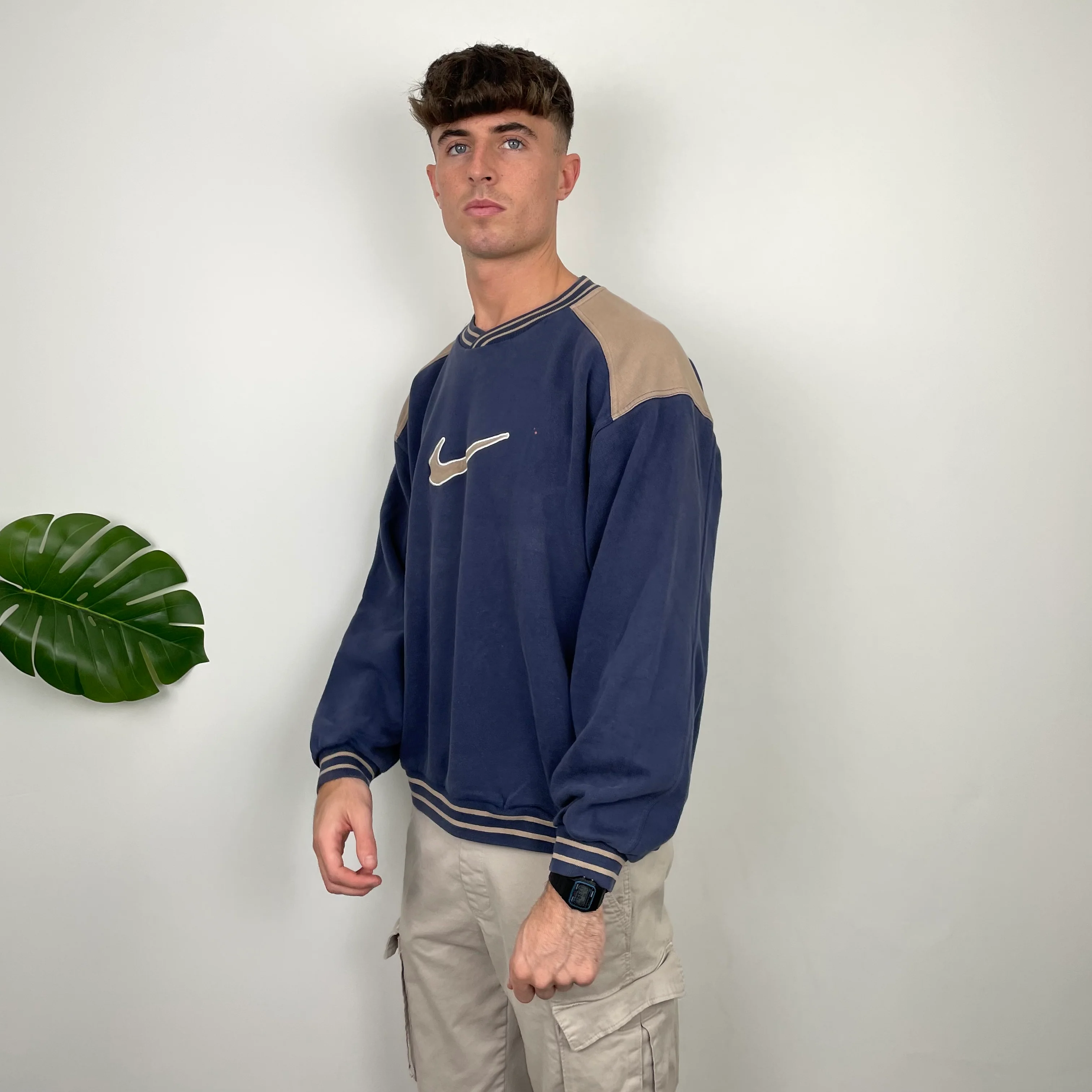 Nike Navy Embroidered Swoosh Sweatshirt (L) - Image 6