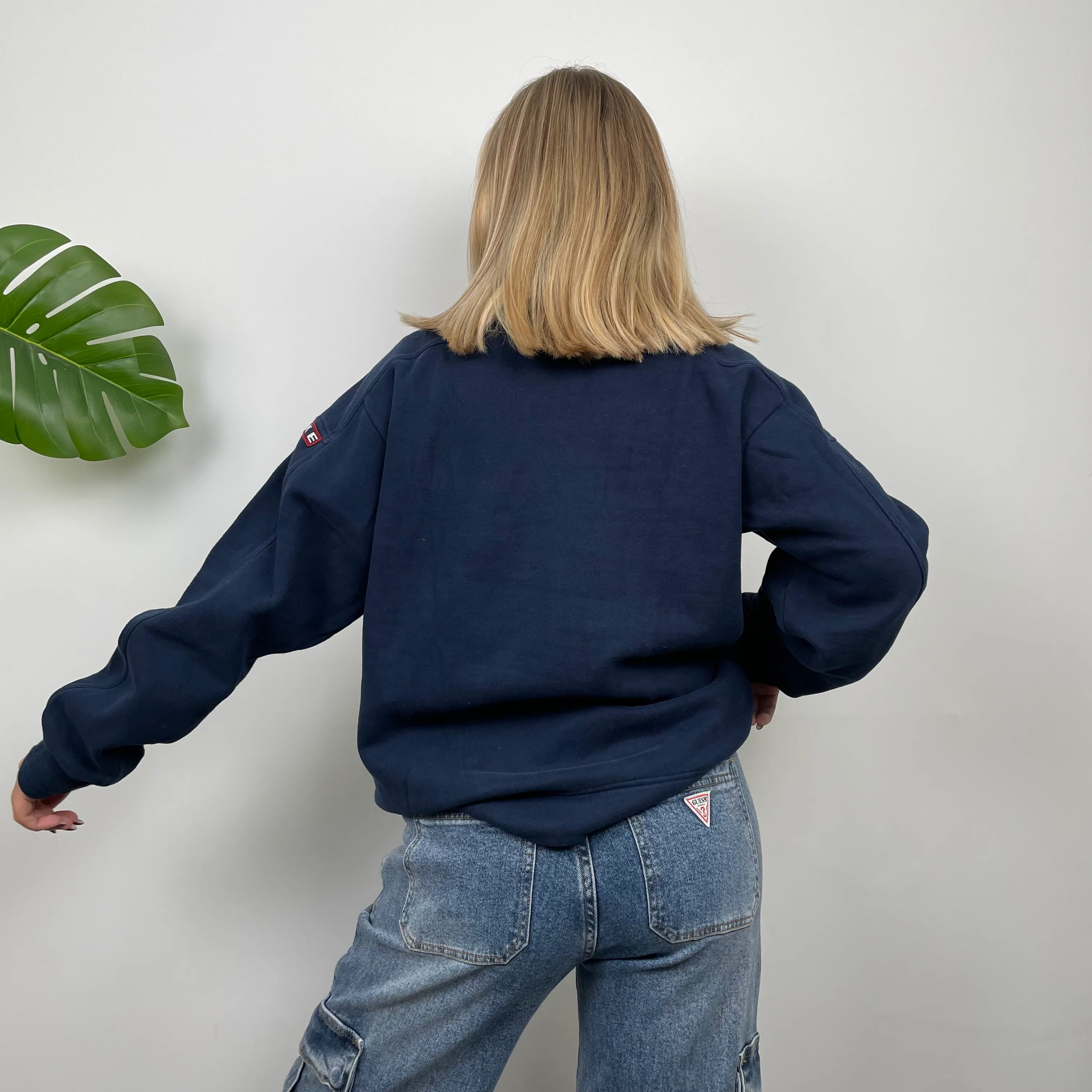Nike Navy Embroidered Swoosh Sweatshirt (M) - Image 6