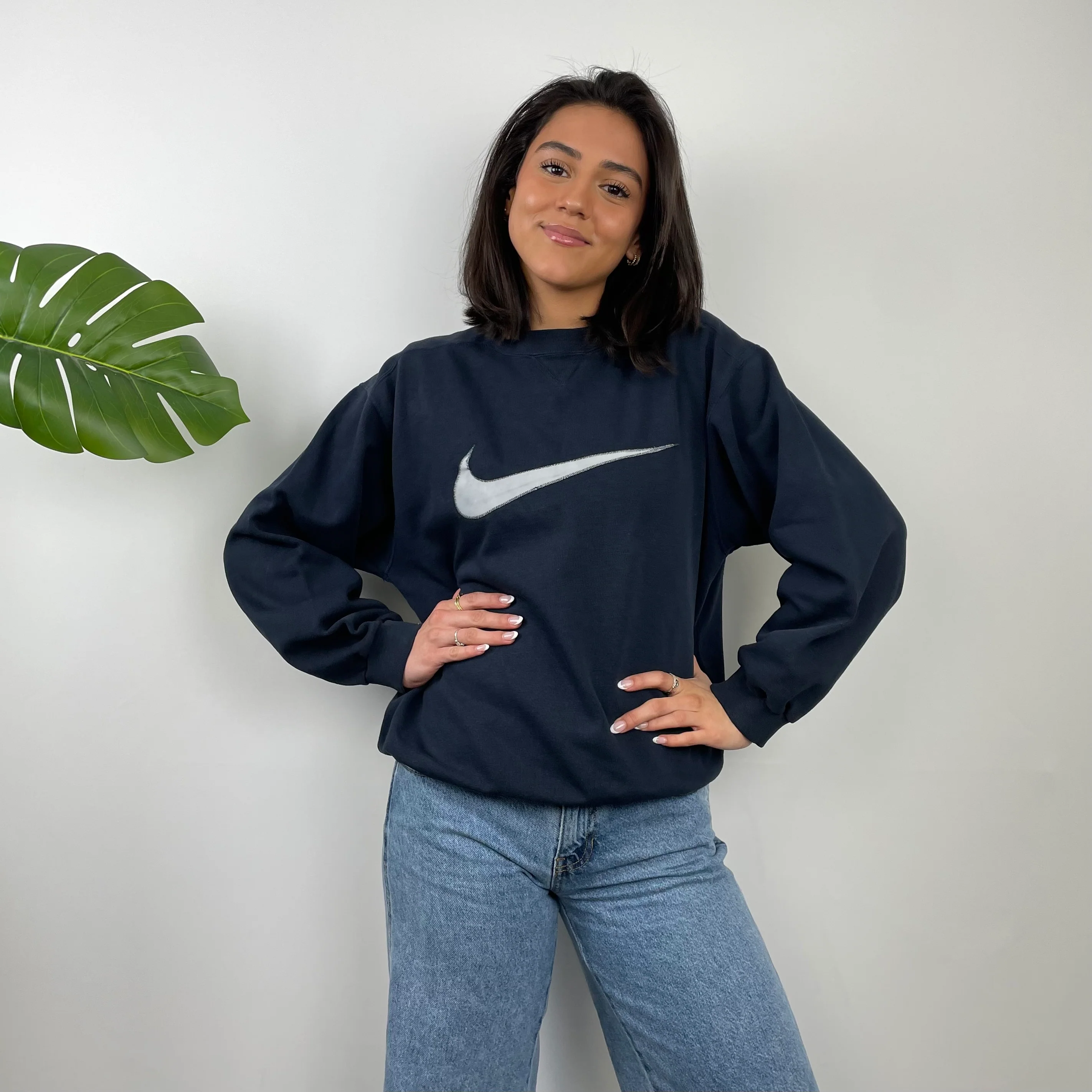Nike Navy Embroidered Swoosh Sweatshirt (S)