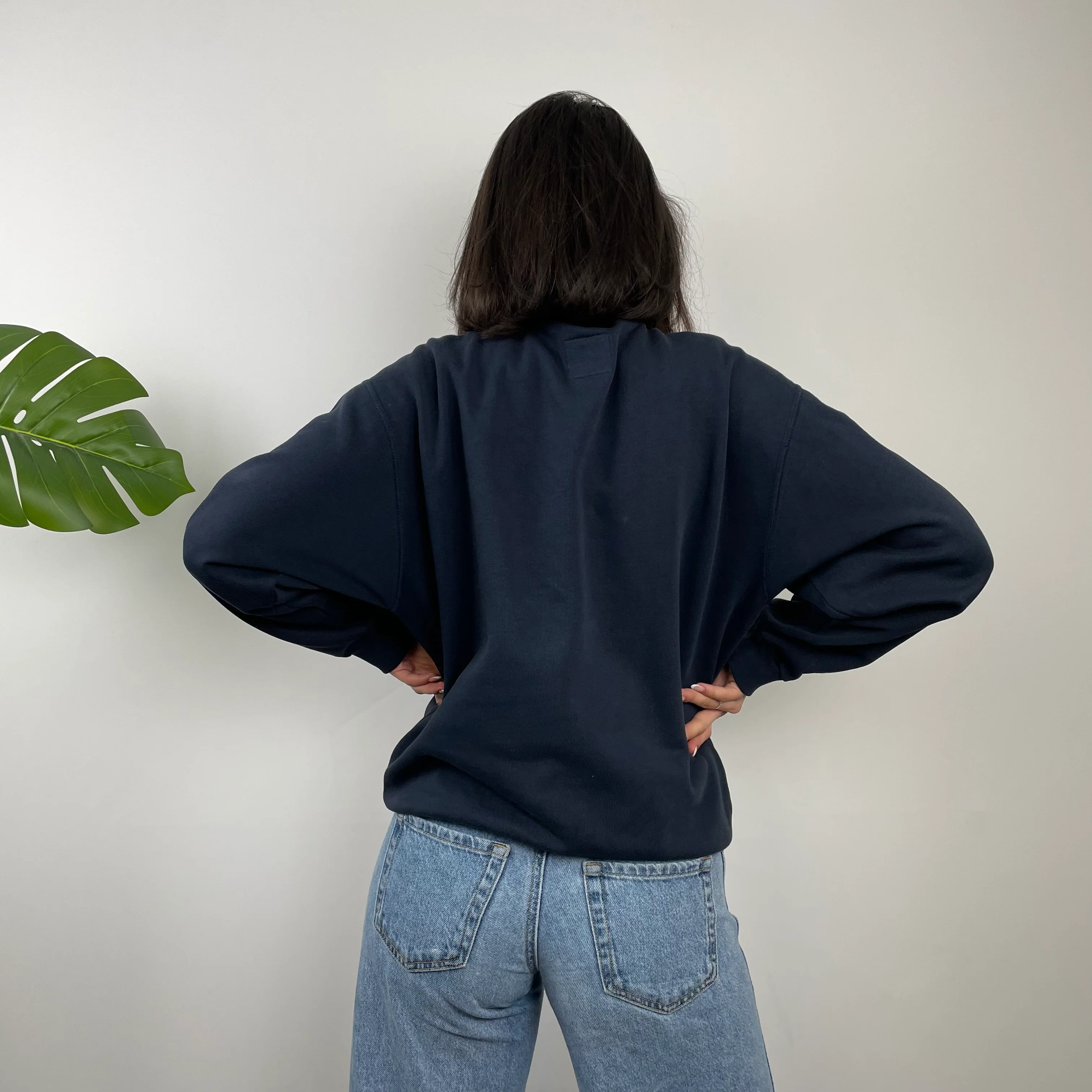Nike Navy Embroidered Swoosh Sweatshirt (S) - Image 6