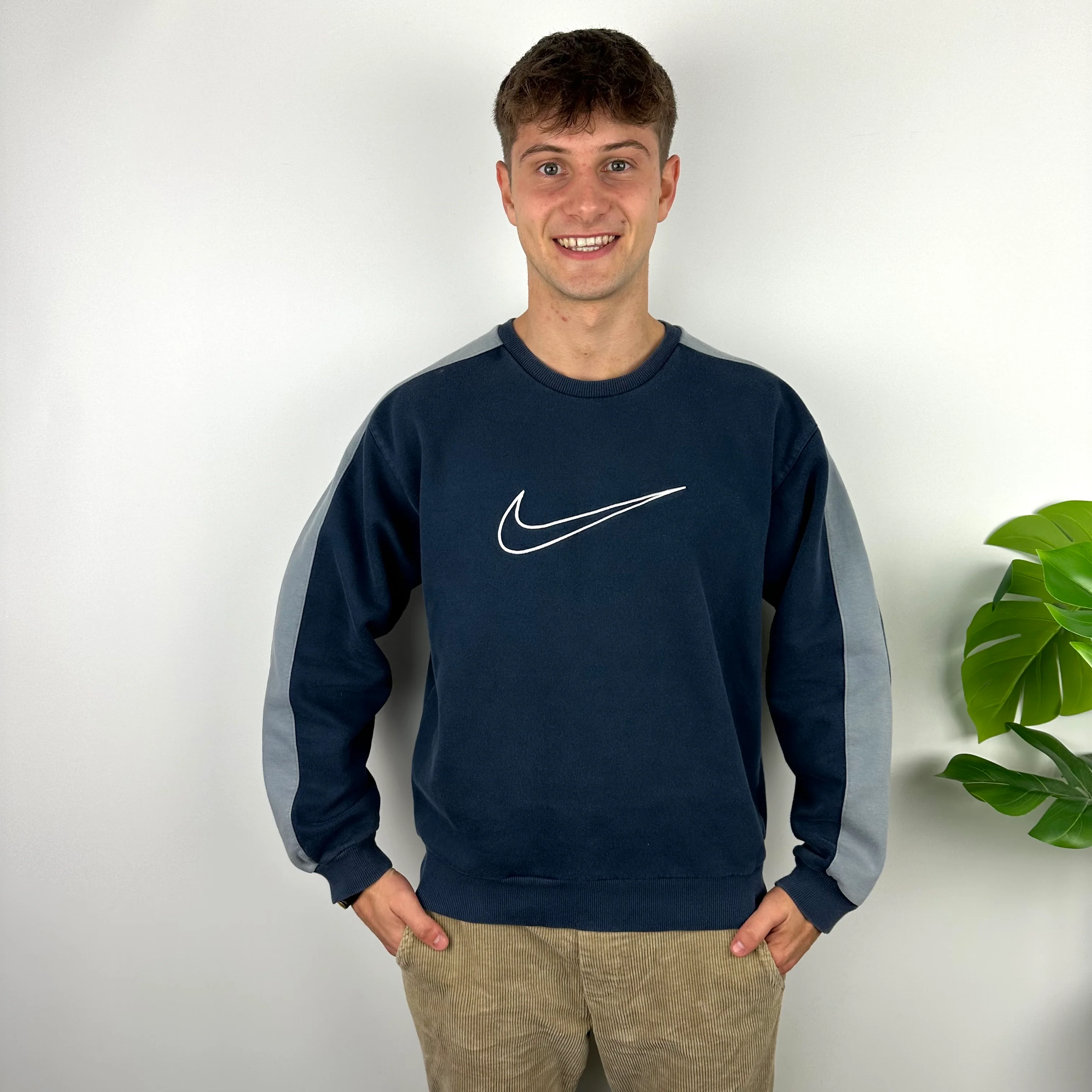 Nike Navy Embroidered Swoosh Sweatshirt (L) - Image 6