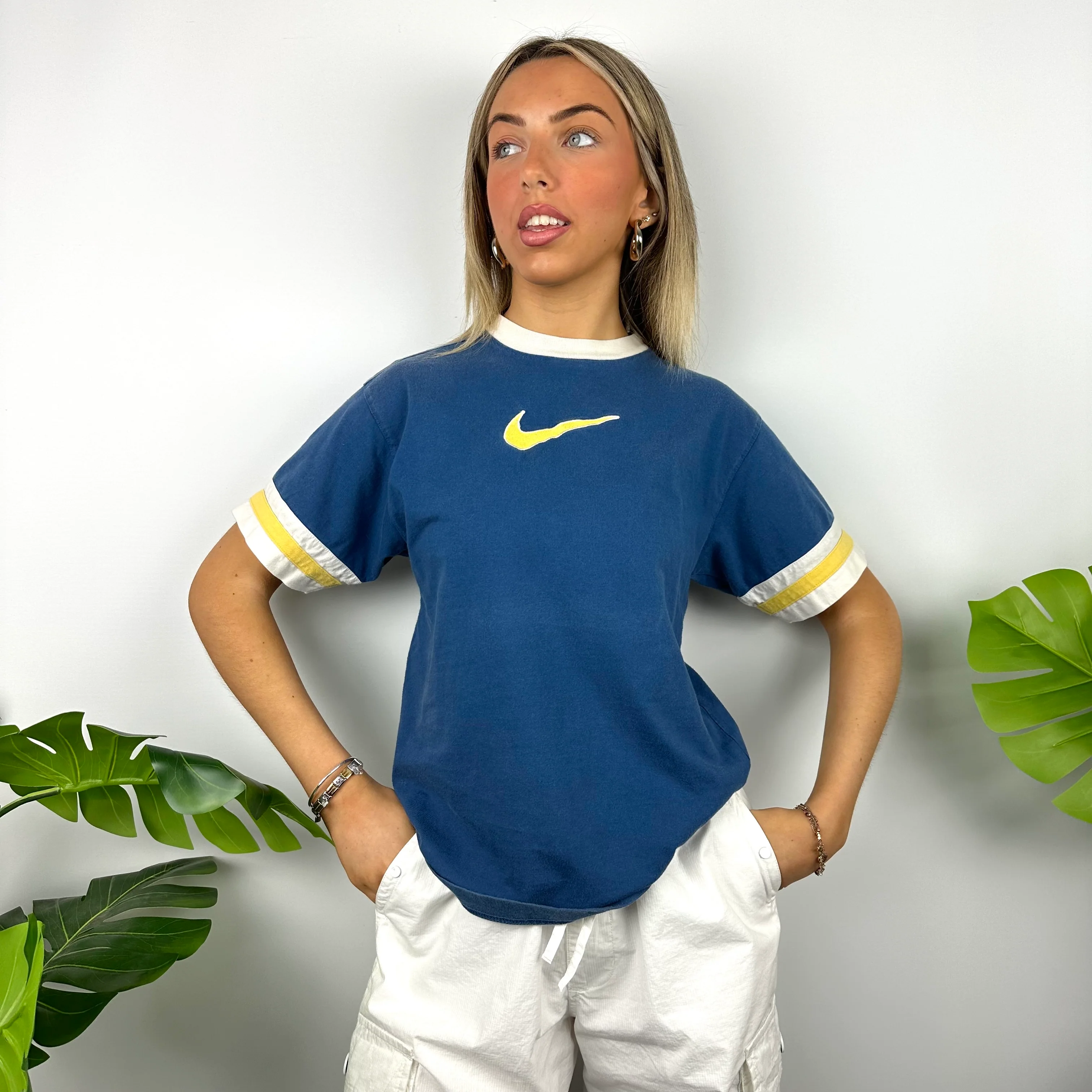 Nike Blue Embroidered Swoosh T Shirt (S) - Image 2