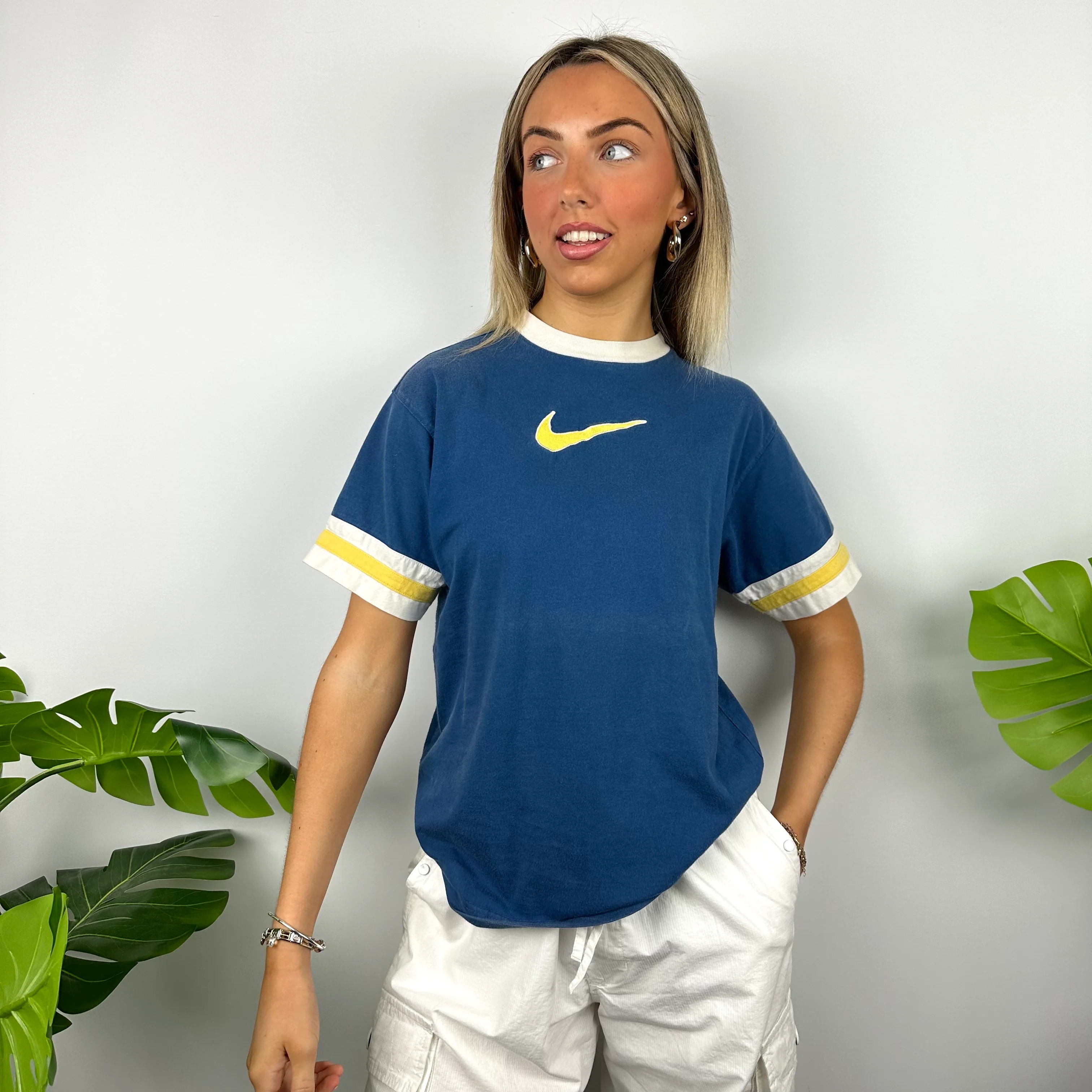 Nike Blue Embroidered Swoosh T Shirt (S) - Image 4