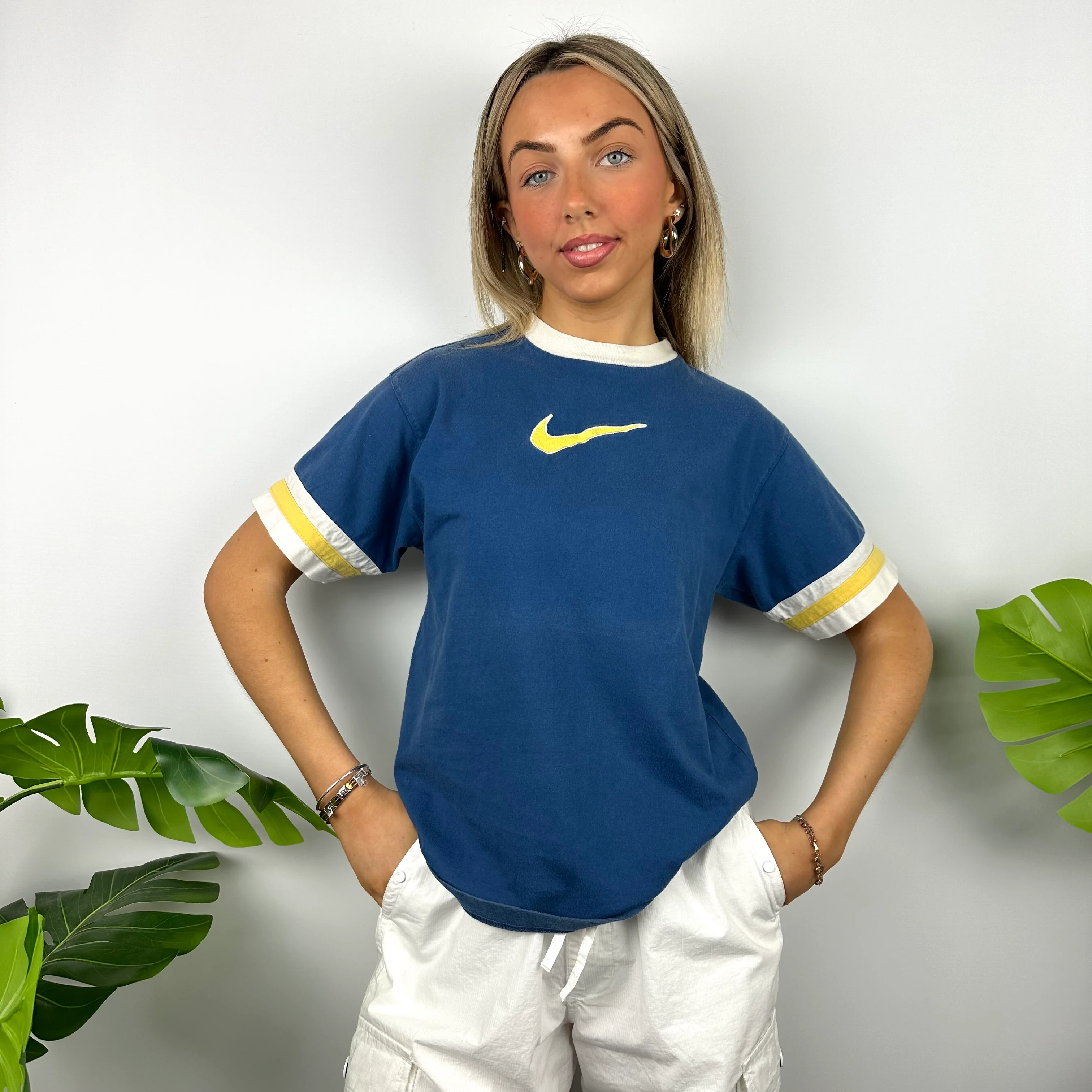 Nike Blue Embroidered Swoosh T Shirt (S) - Image 5