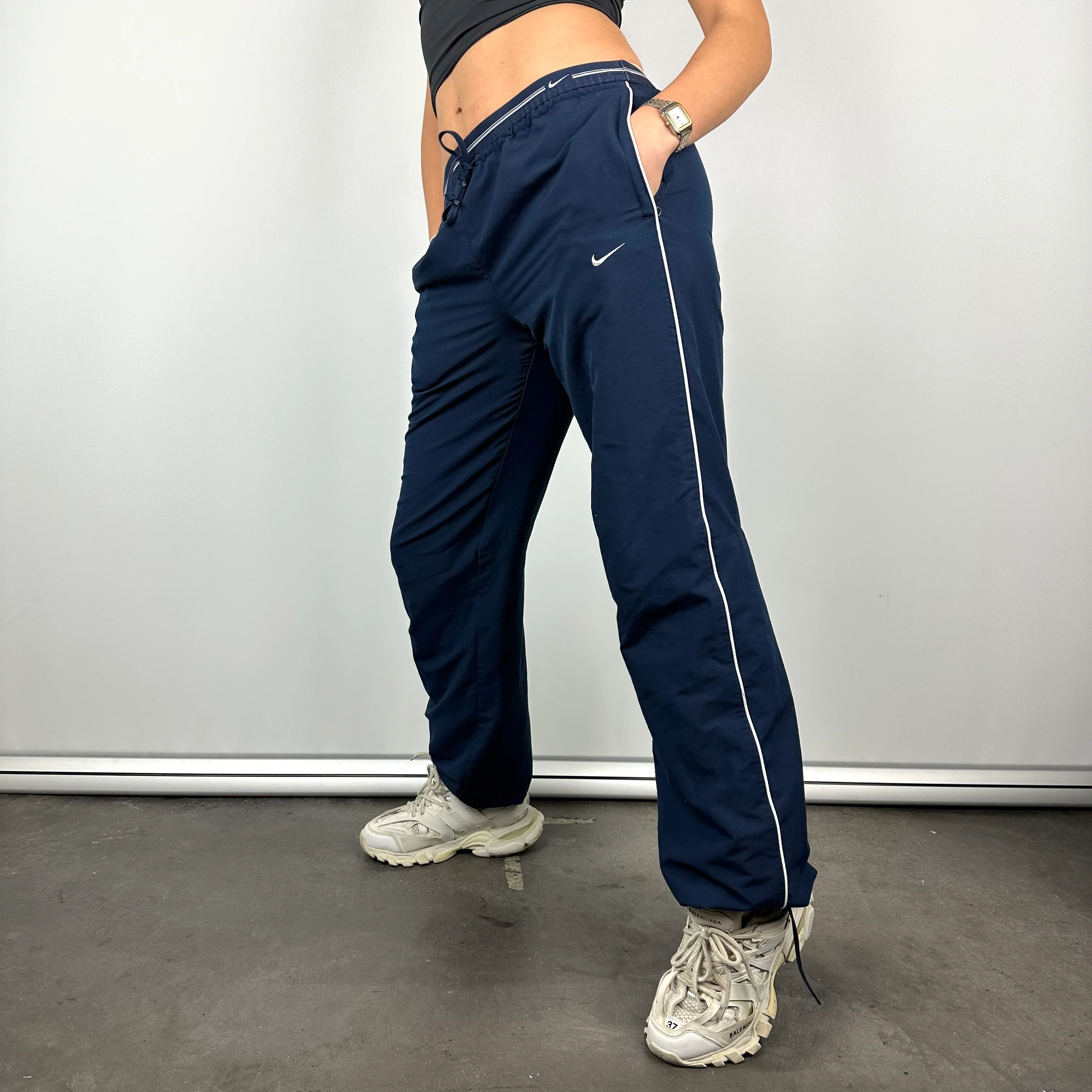 Nike Navy Embroidered Swoosh Track Pants (M) - Image 7