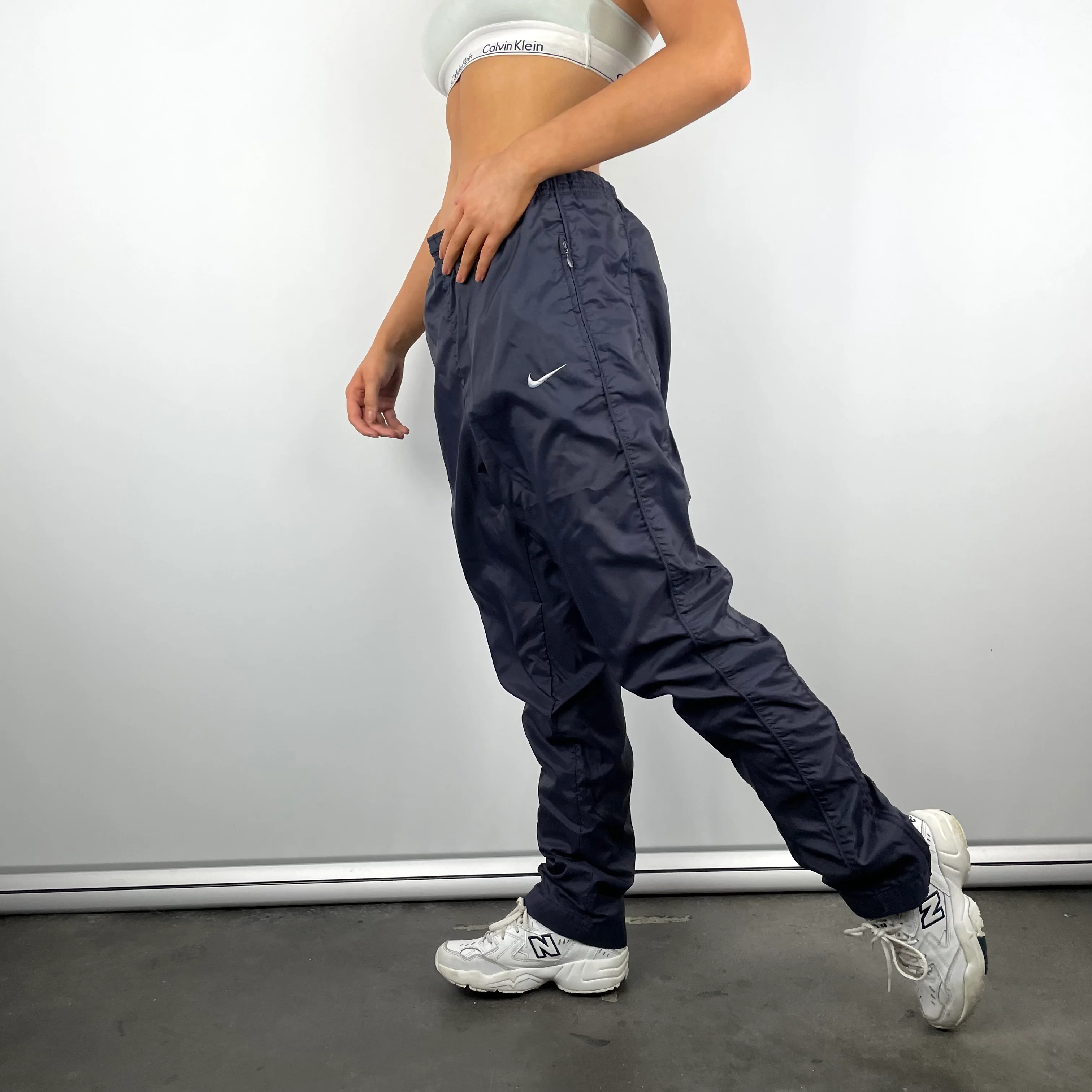 Nike Navy Embroidered Swoosh Track Pants (M) - Image 6