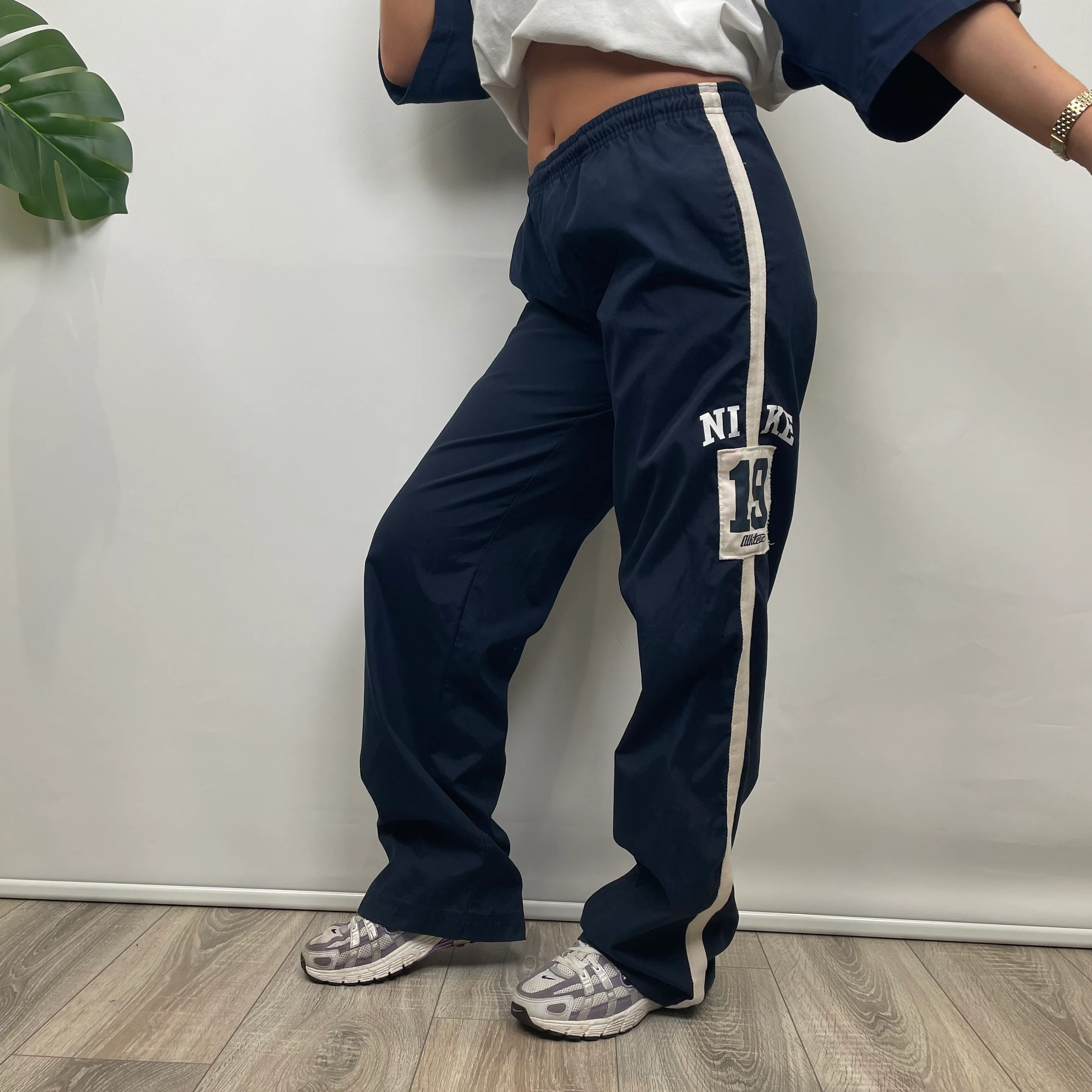 Nike Navy Embroidered Swoosh Track Pants (S) - Image 2