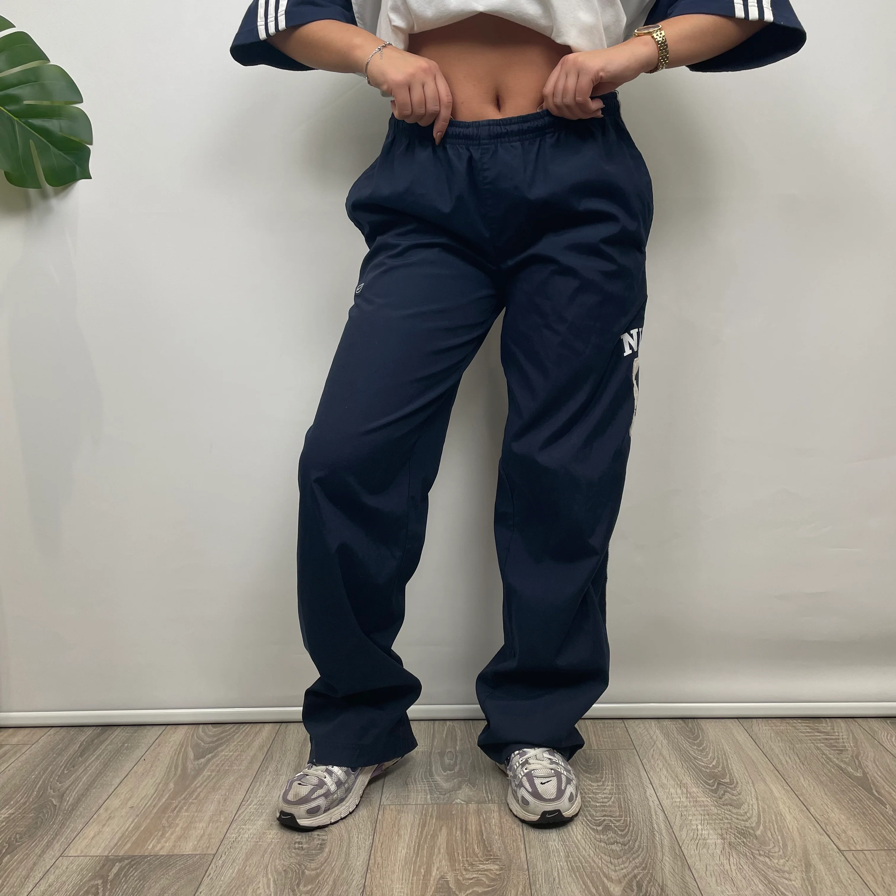 Nike Navy Embroidered Swoosh Track Pants (S) - Image 6