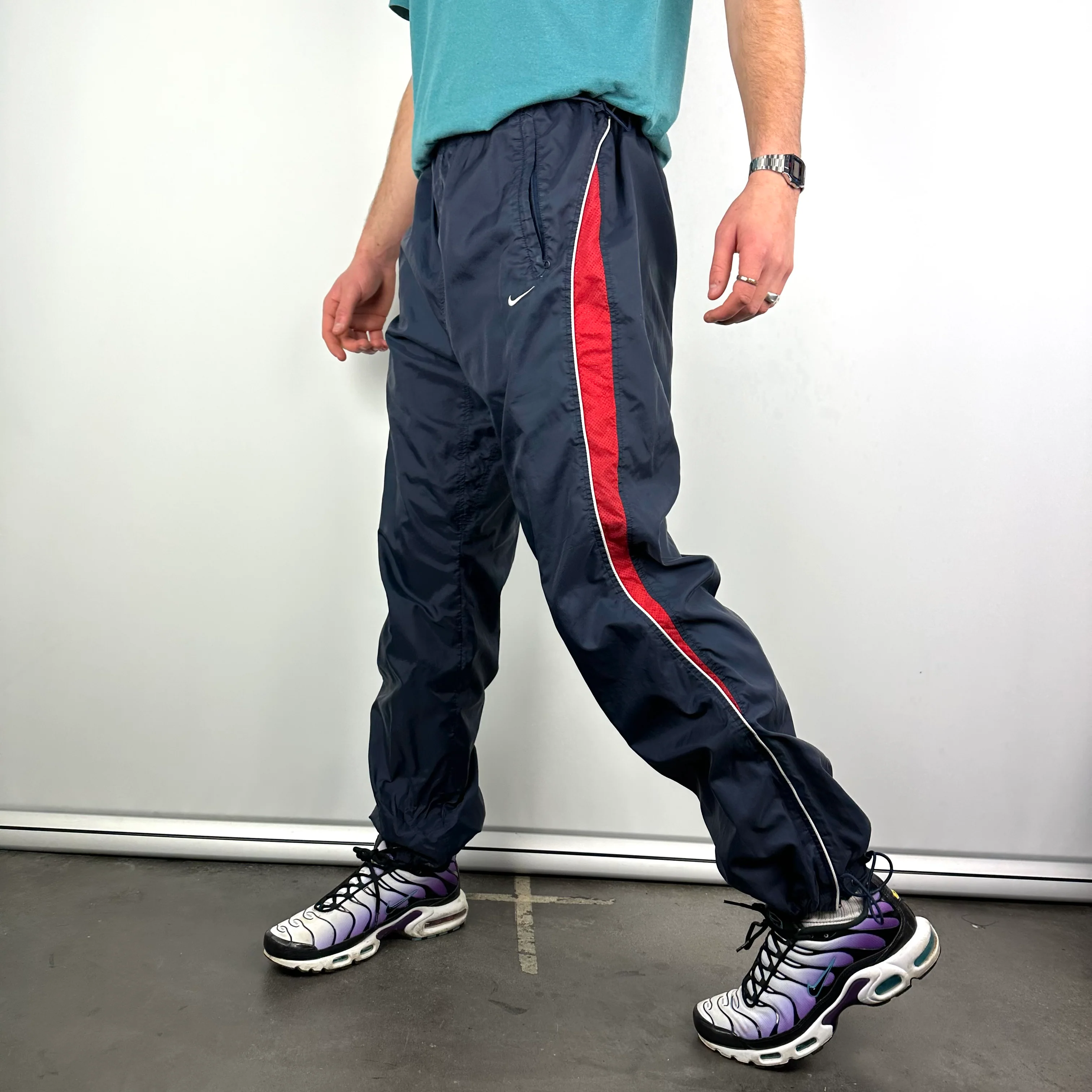 Nike Navy Embroidered Swoosh Track Pants (XL) - Image 4