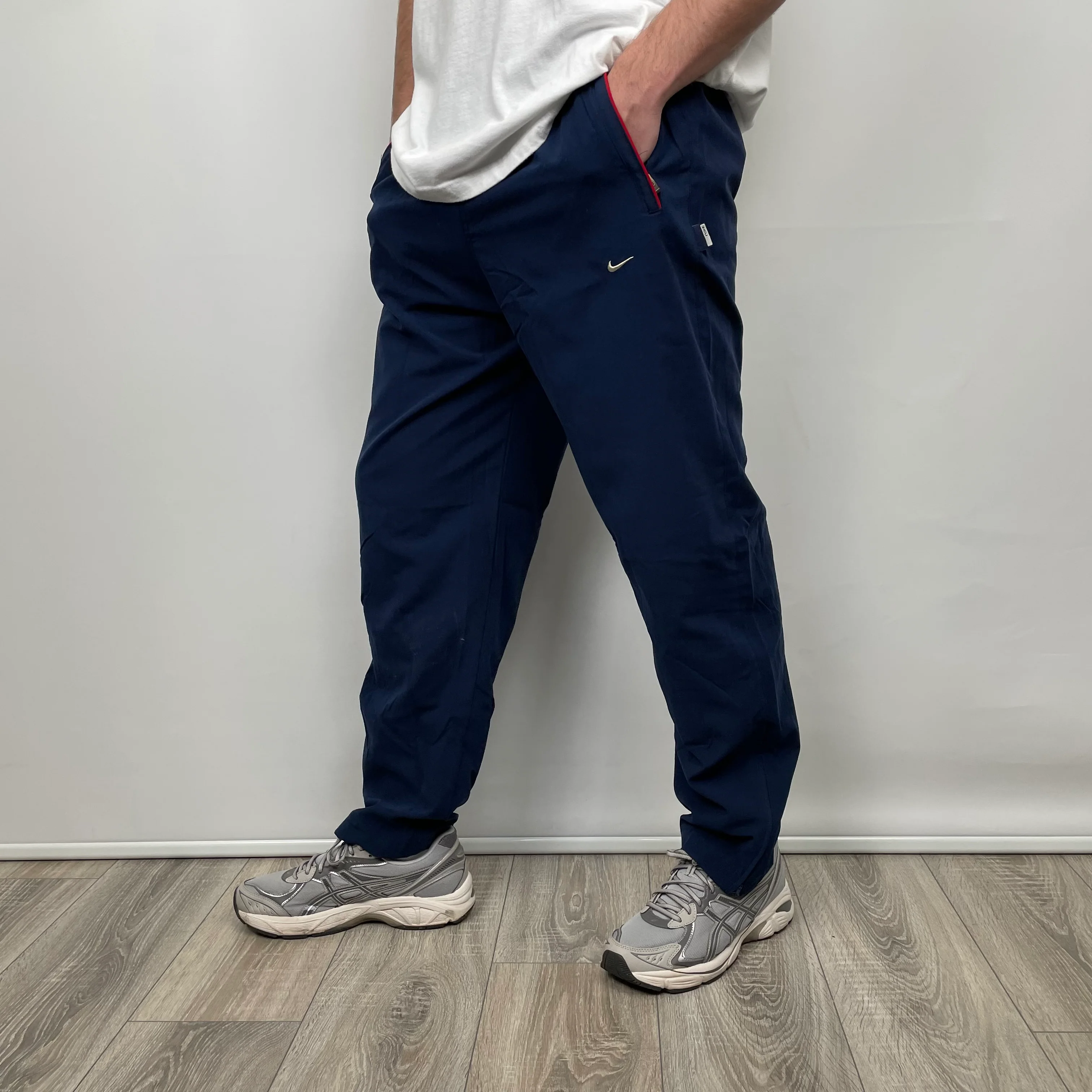 Nike Navy Embroidered Swoosh Track Pants (L)