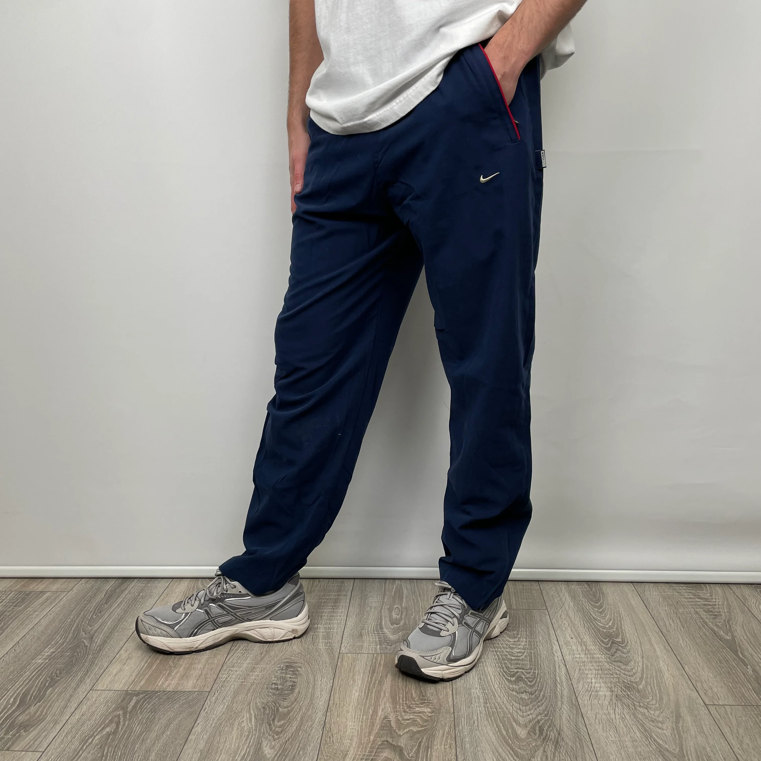 Nike Navy Embroidered Swoosh Track Pants (L) - Image 3