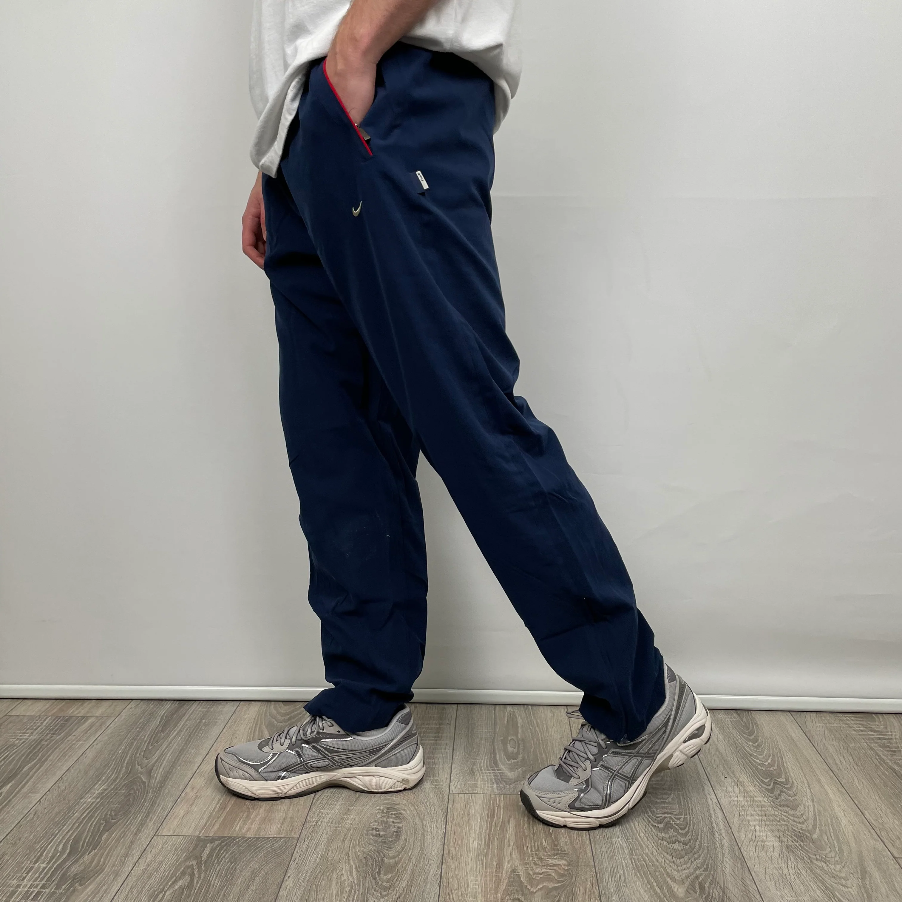 Nike Navy Embroidered Swoosh Track Pants (L) - Image 4