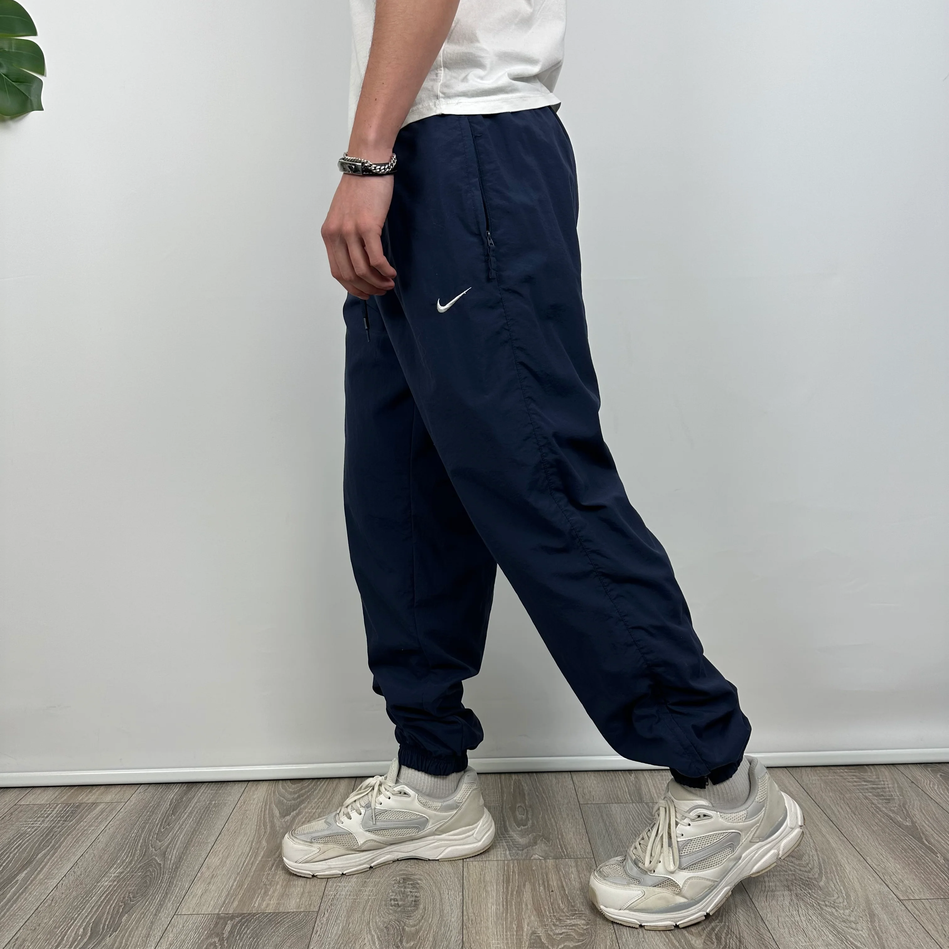 Nike Navy Embroidered Swoosh Track Pants (L) - Image 4