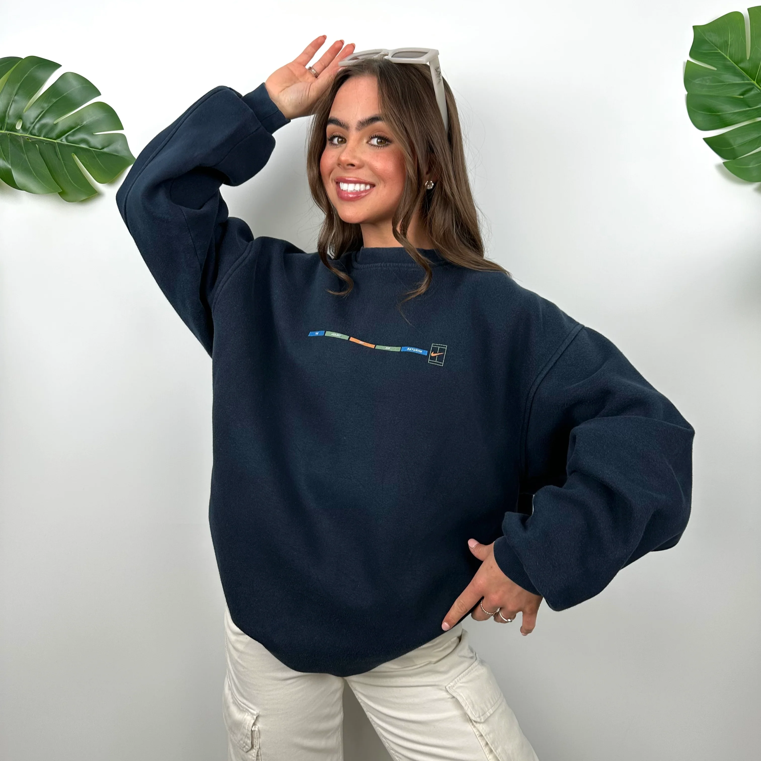 Nike Navy Spell Out Sweatshirt (L) - Image 3