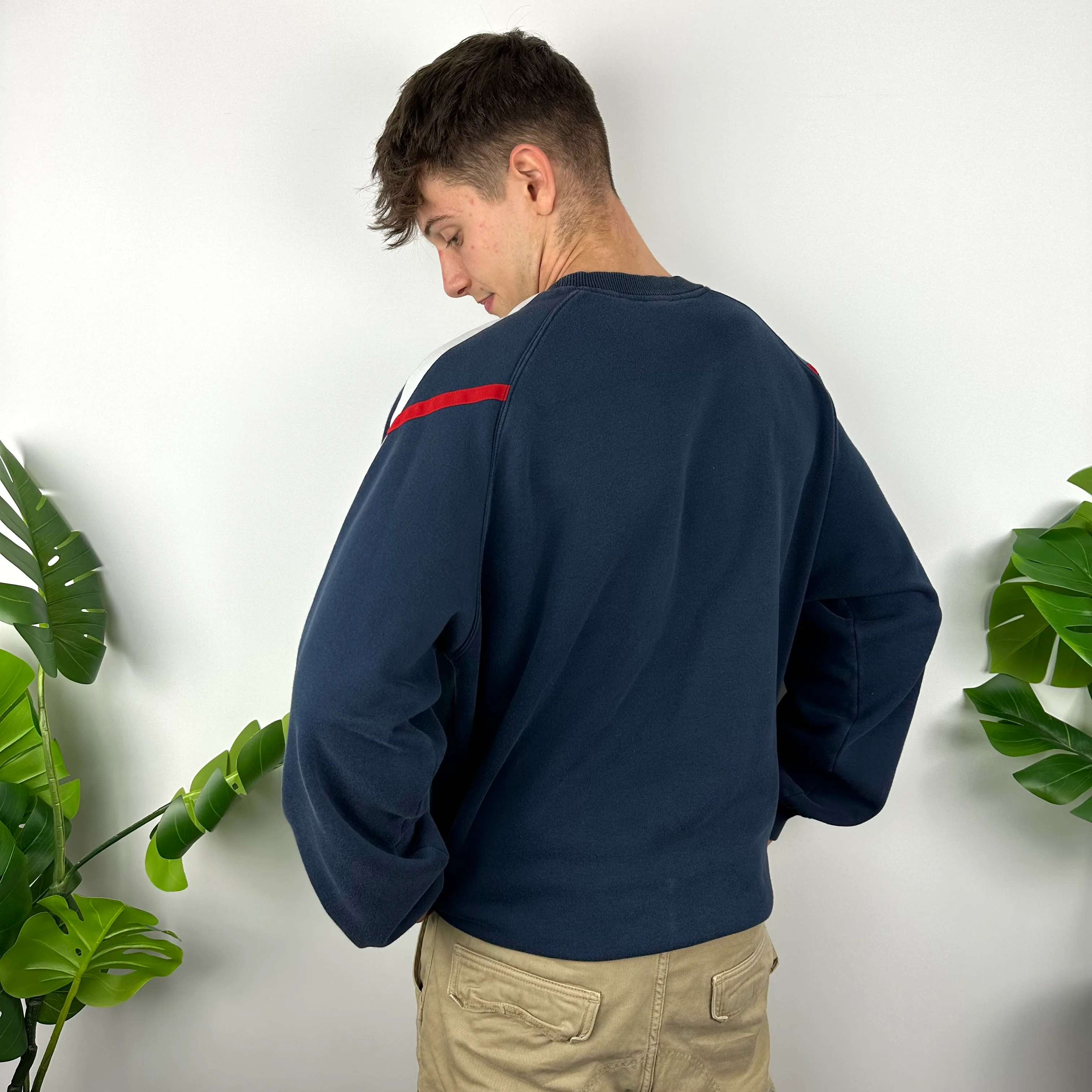 Nike Navy Embroidered Spell Out Sweatshirt (XL) - Image 4