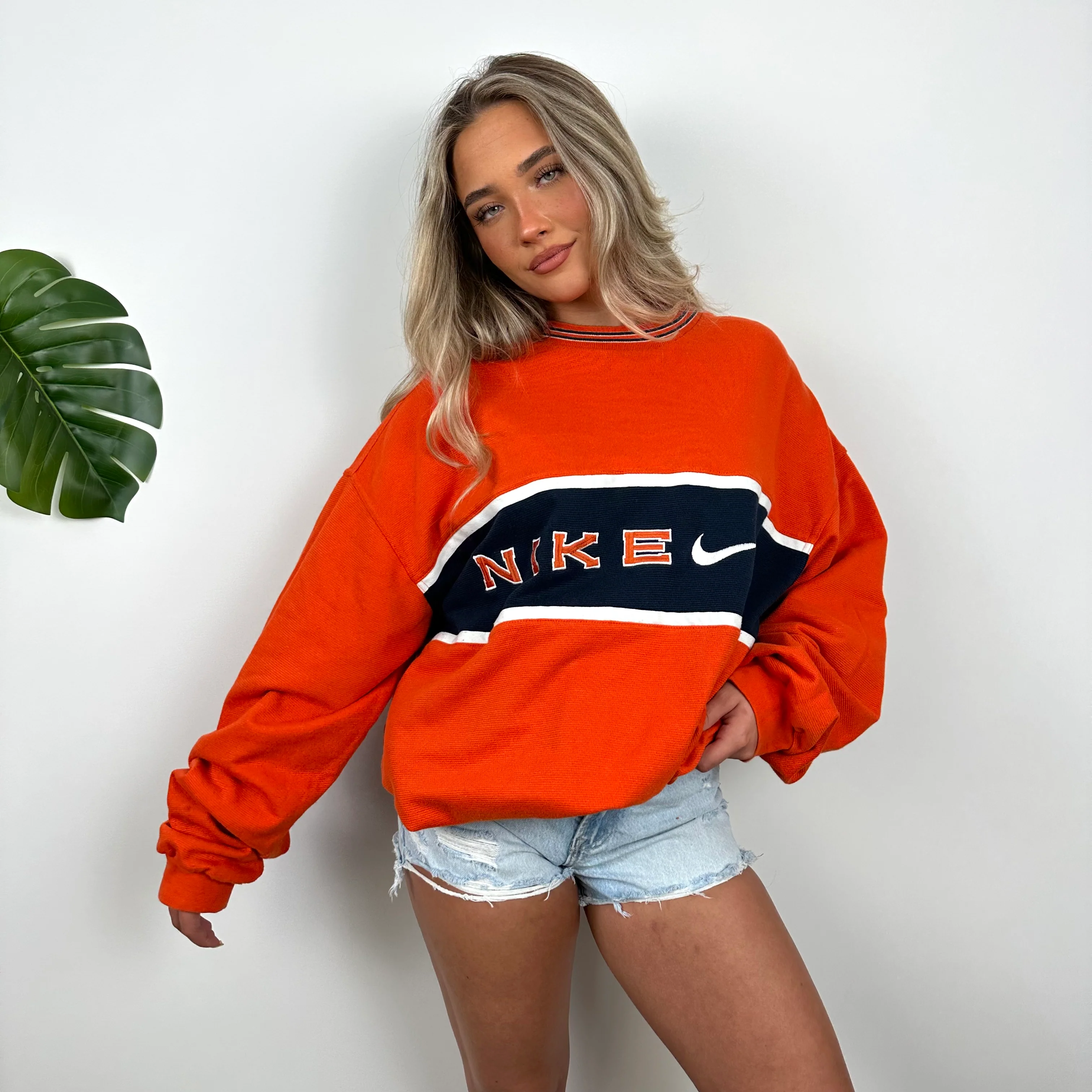 Nike Orange Embroidered Spell out Sweatshirt (XL) - Image 4