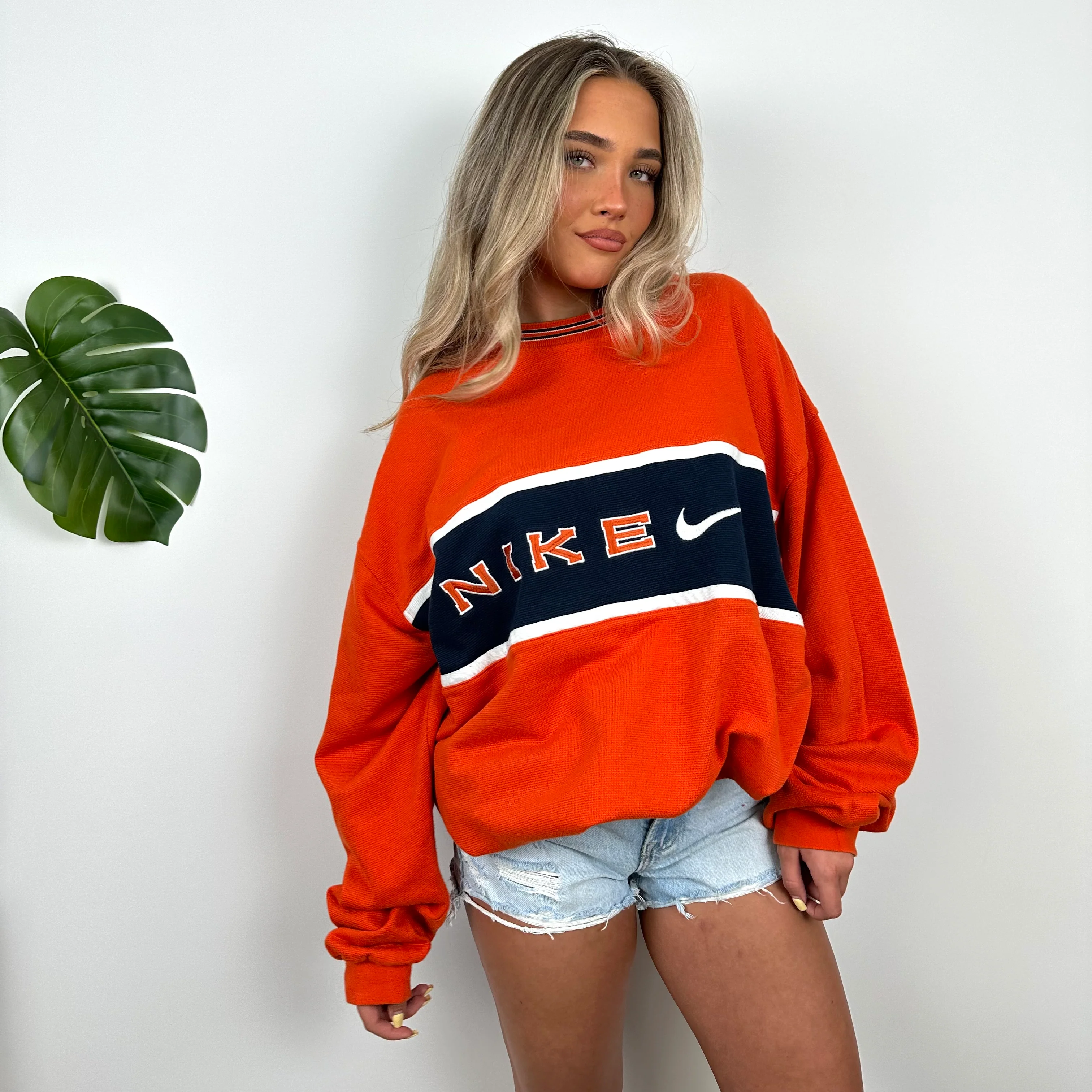 Nike Orange Embroidered Spell out Sweatshirt (XL) - Image 5