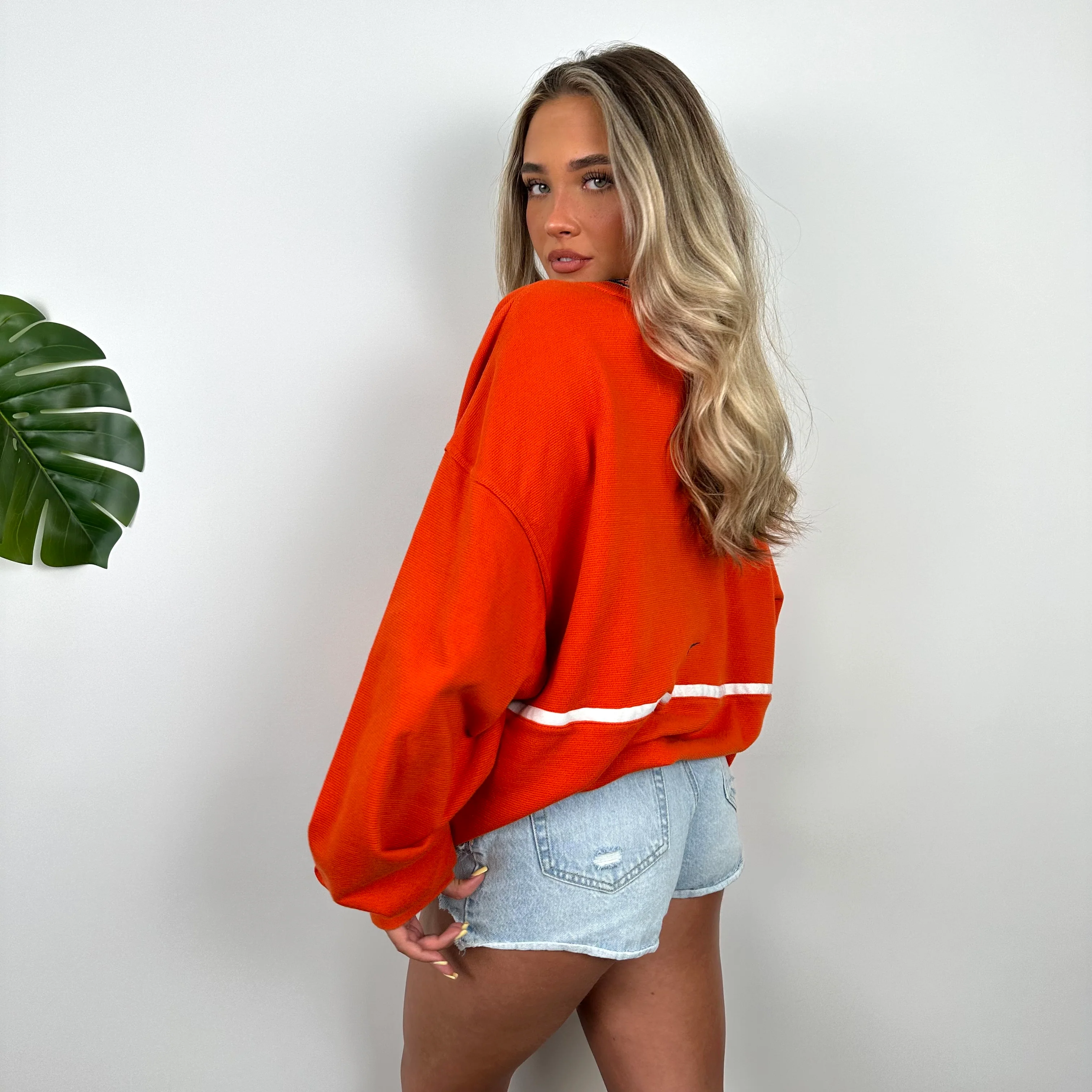 Nike Orange Embroidered Spell out Sweatshirt (XL) - Image 6