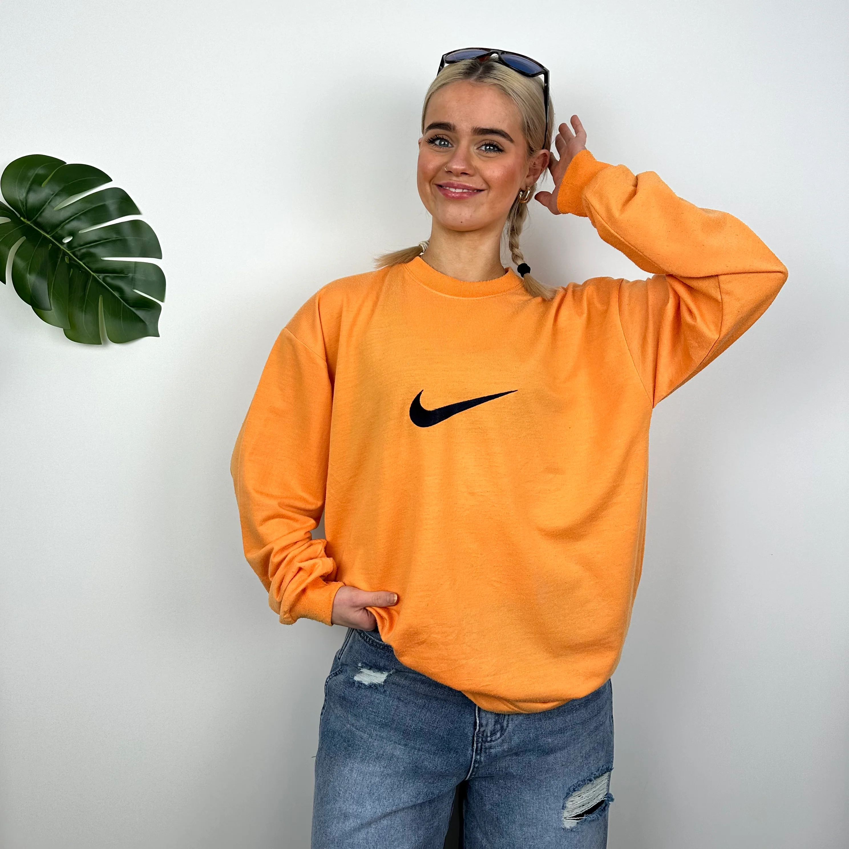 Nike Orange Embroidered Swoosh Sweatshirt (L) - Image 5